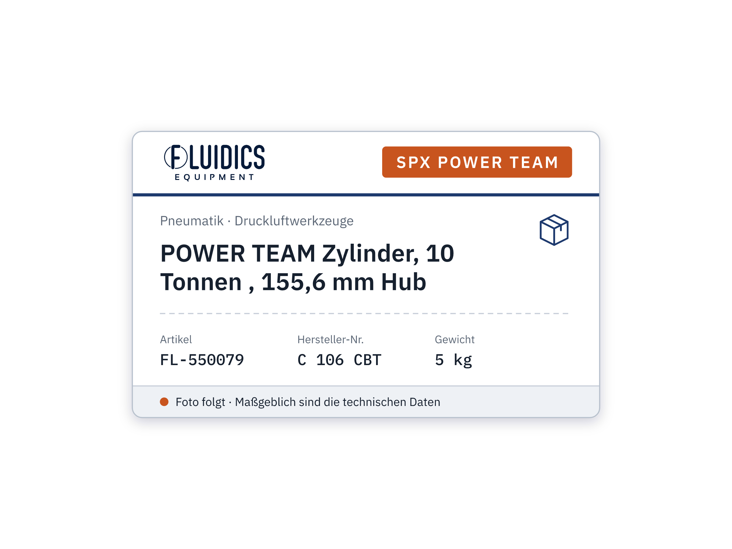 POWER TEAM Zylinder, 10 Tonnen , 155,6 mm Hub von SPX Power Team