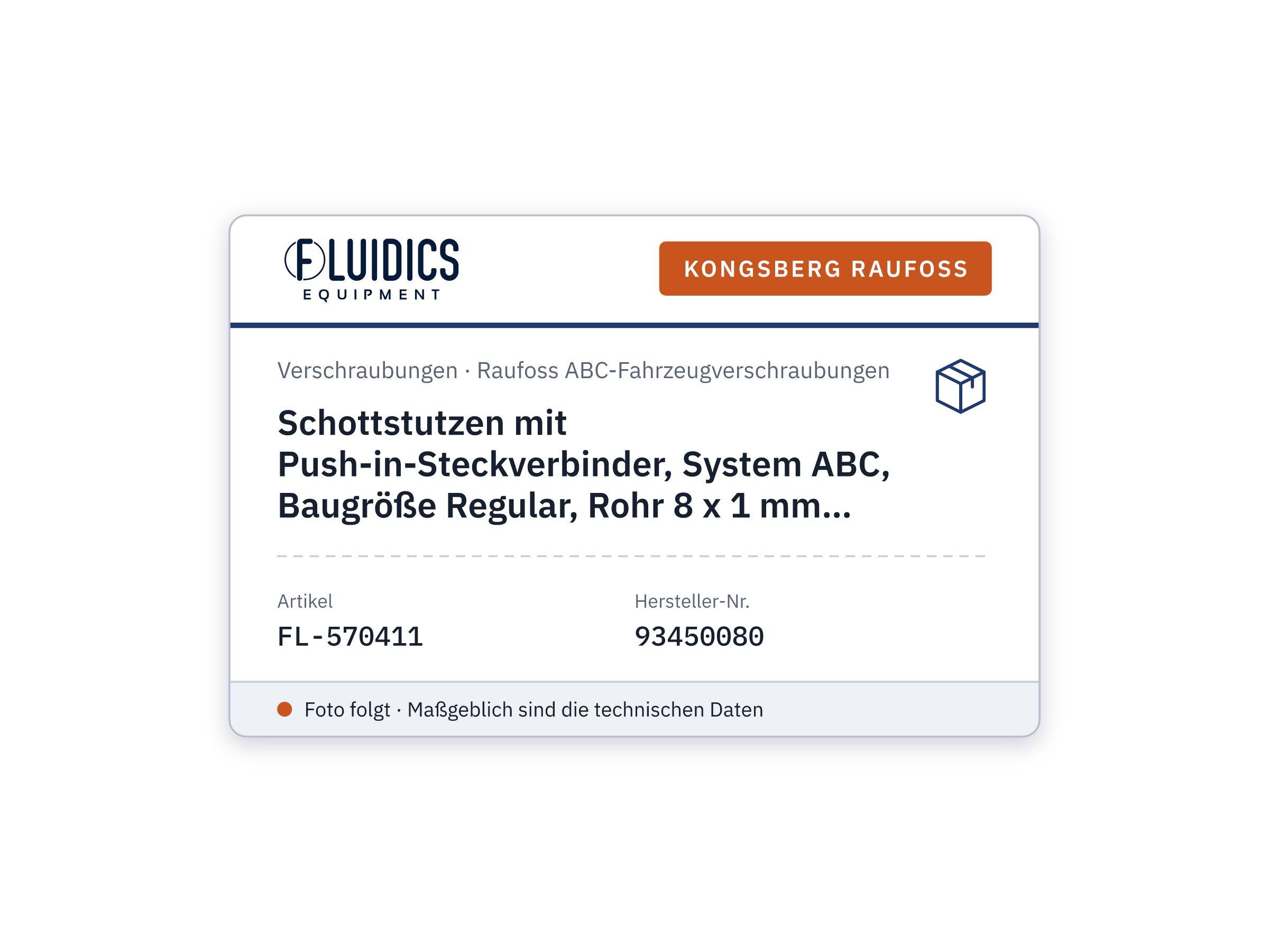 Schottstutzen mit Push-in-Steckverbinder, System ABC, Baugröße Regular, Rohr 8 x 1 mm, M20X1,5