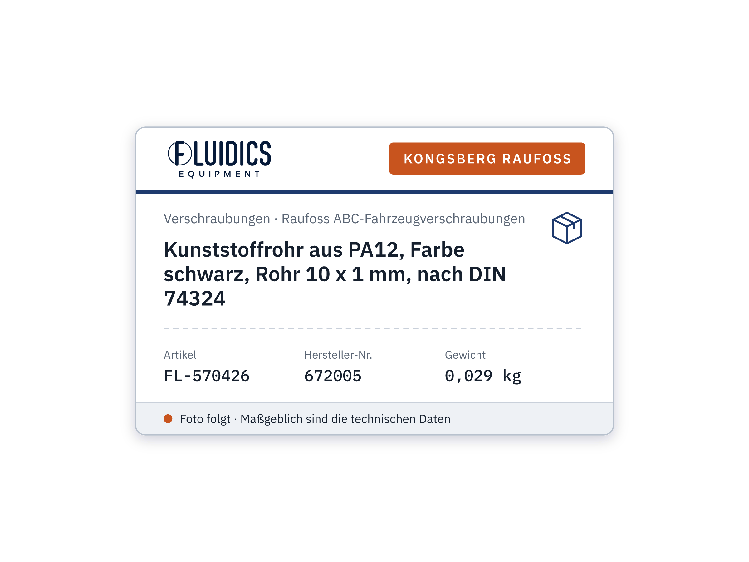 Kunststoffrohr aus PA12, Farbe schwarz, Rohr 10 x 1 mm, nach DIN 74324