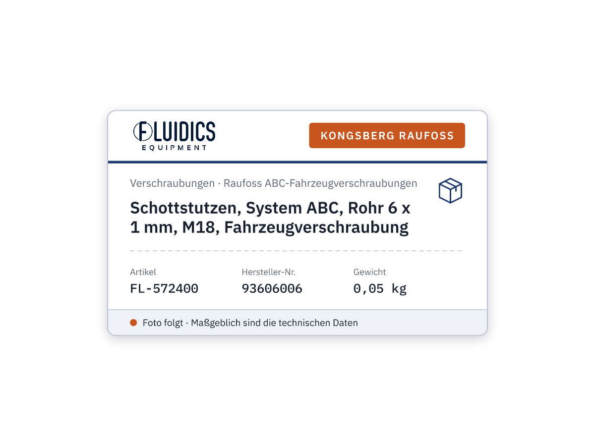 Schottstutzen, System ABC, Rohr 6 x 1 mm, M18, Fahrzeugverschraubung