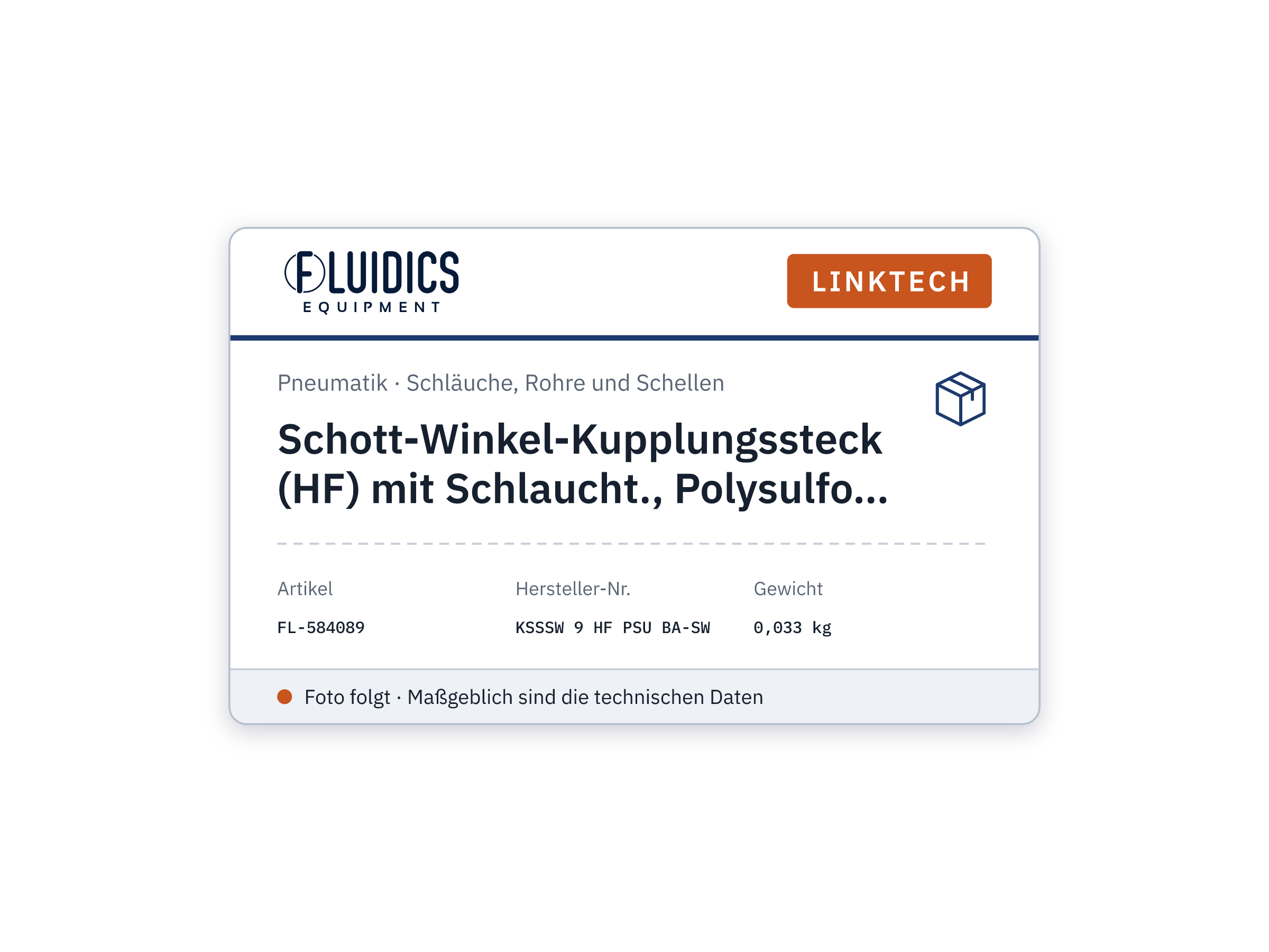 Schott-Winkel-Kupplungsstecker (HF) mit Schlaucht., Polysulfo von LinkTech