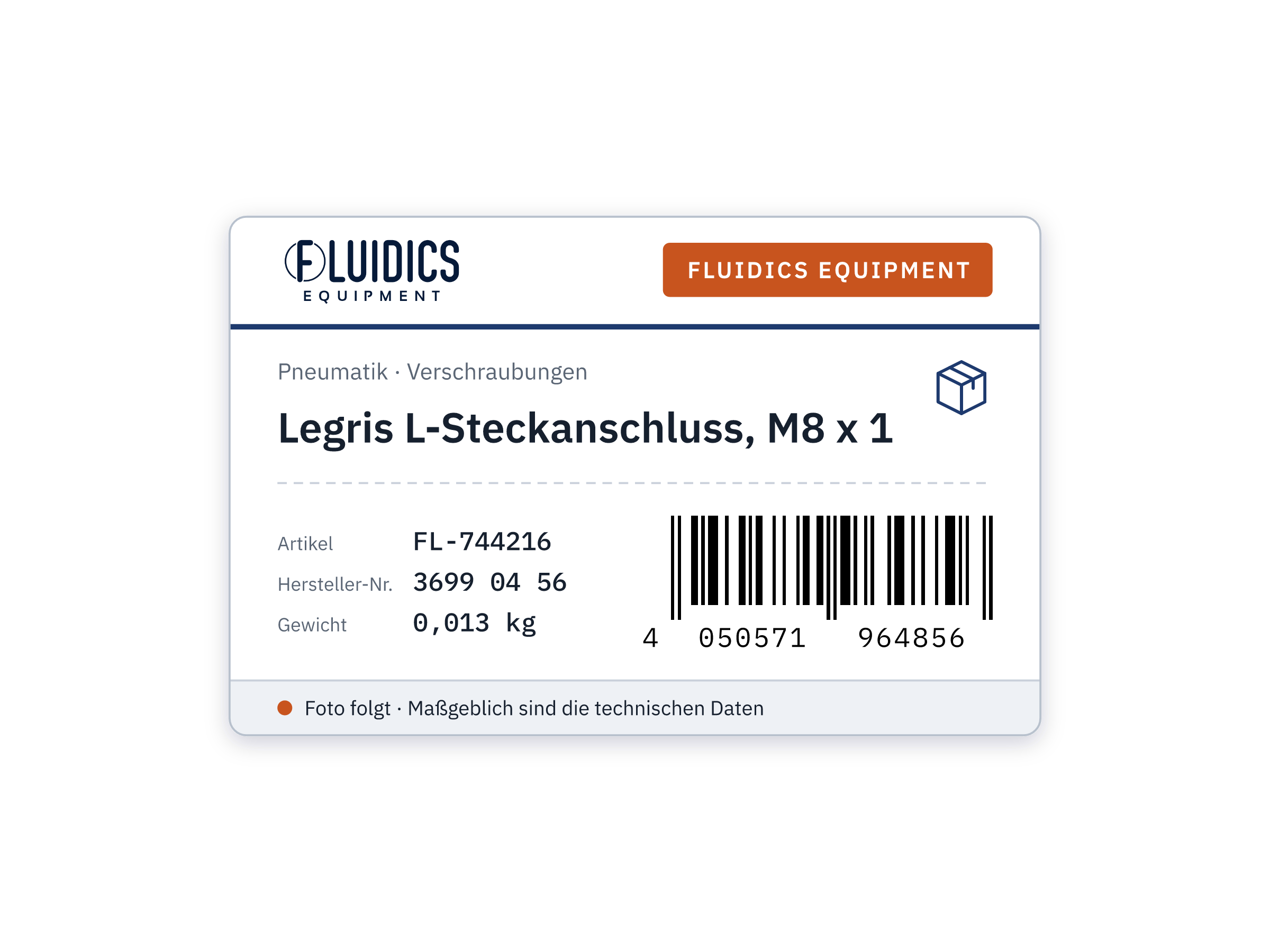 Legris L-Steckanschluss, M8 x 1