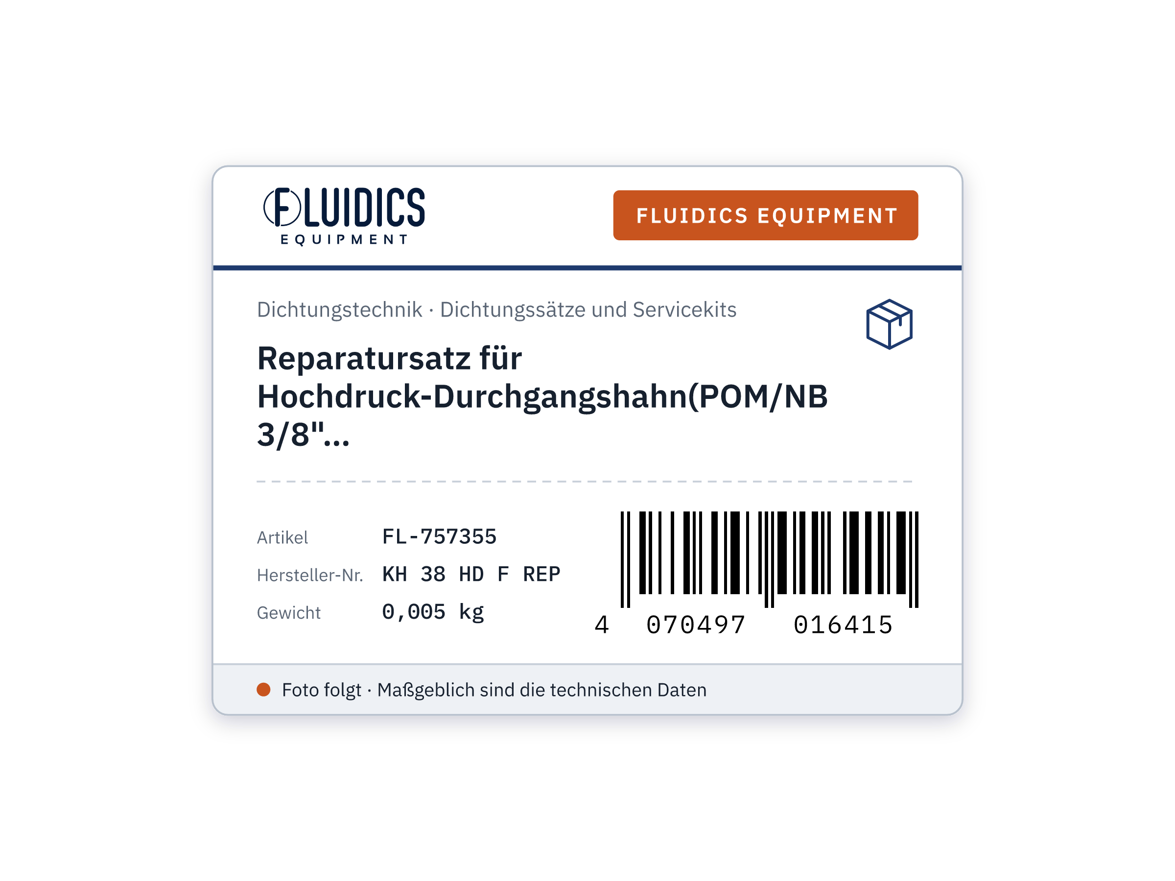 Reparatursatz für Hochdruck-Durchgangshahn(POM/NBR)G 3/8"