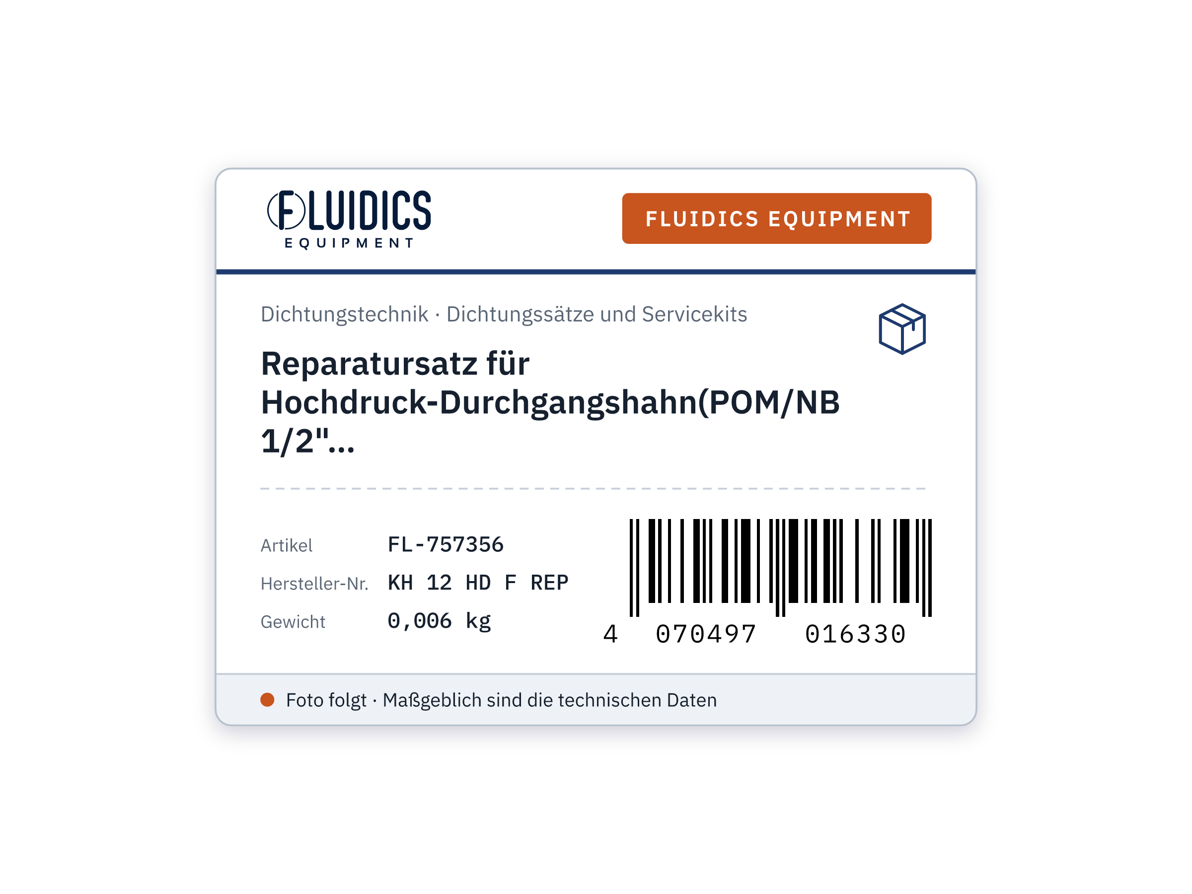Reparatursatz für Hochdruck-Durchgangshahn(POM/NBR)G 1/2"