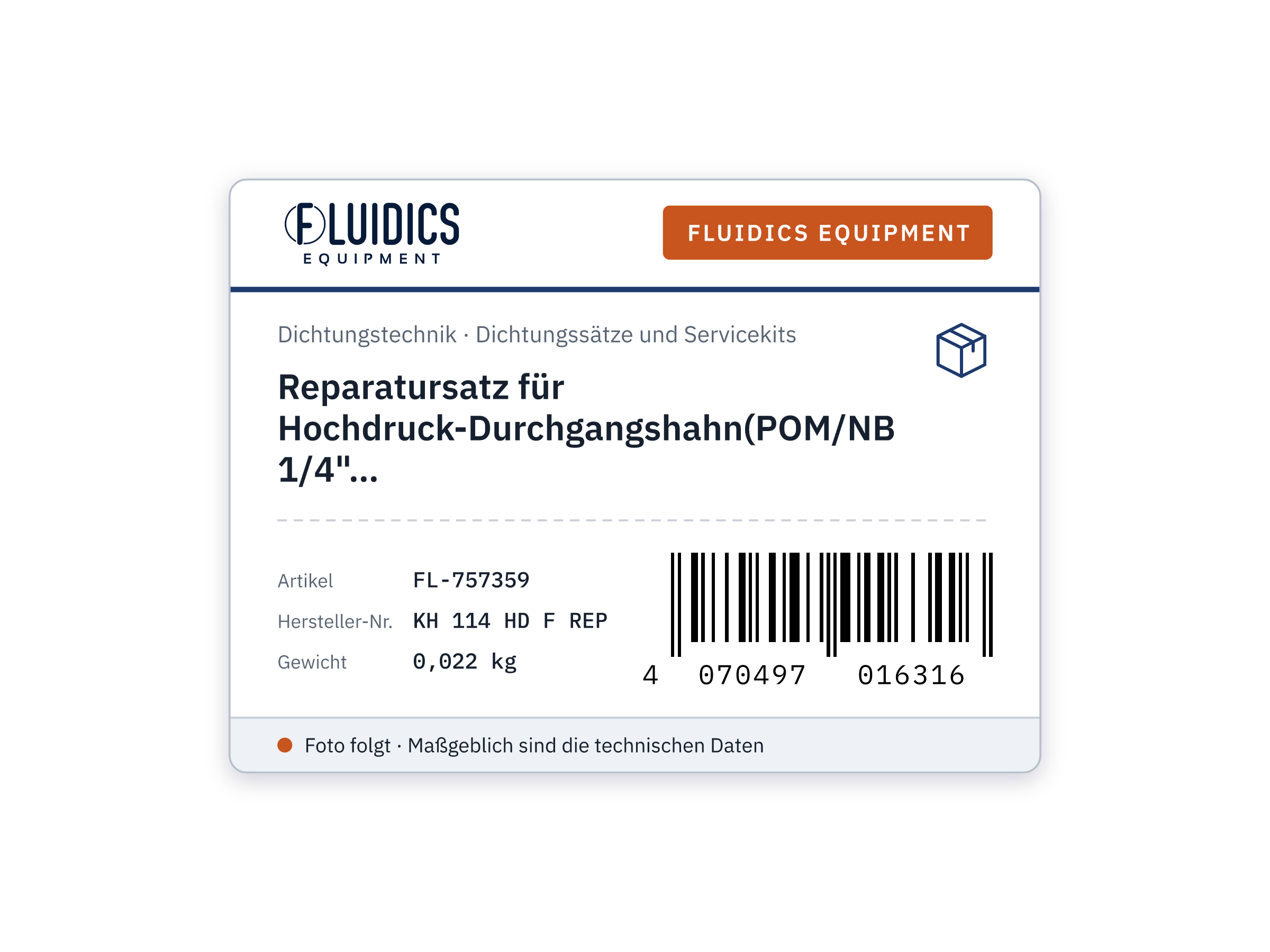 Reparatursatz für Hochdruck-Durchgangshahn(POM/NBR)G1 1/4"