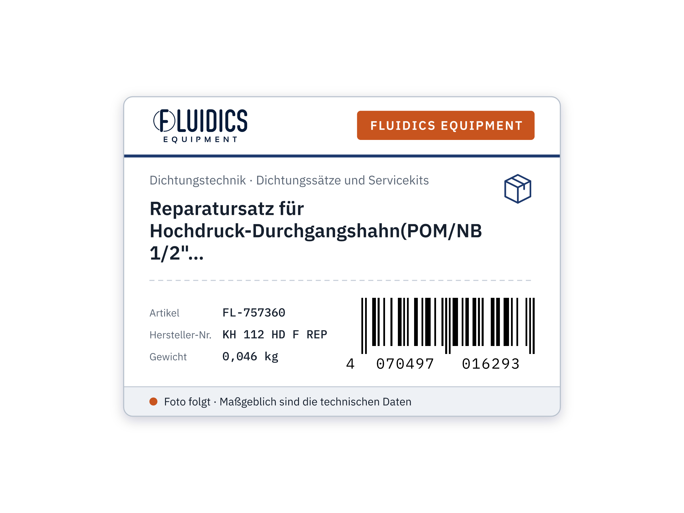 Reparatursatz für Hochdruck-Durchgangshahn(POM/NBR)G1 1/2"