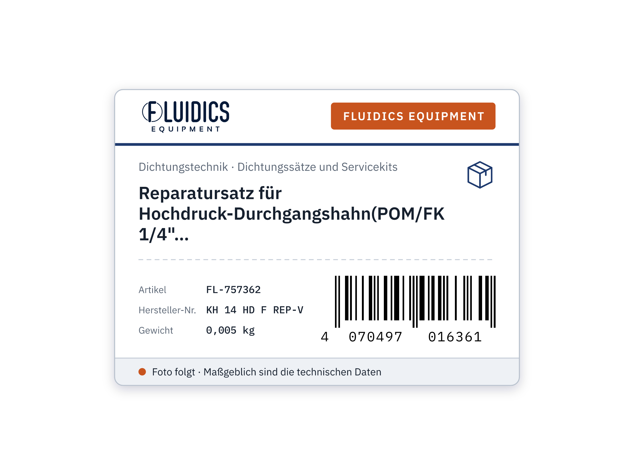 Reparatursatz für Hochdruck-Durchgangshahn(POM/FKM)G 1/4"