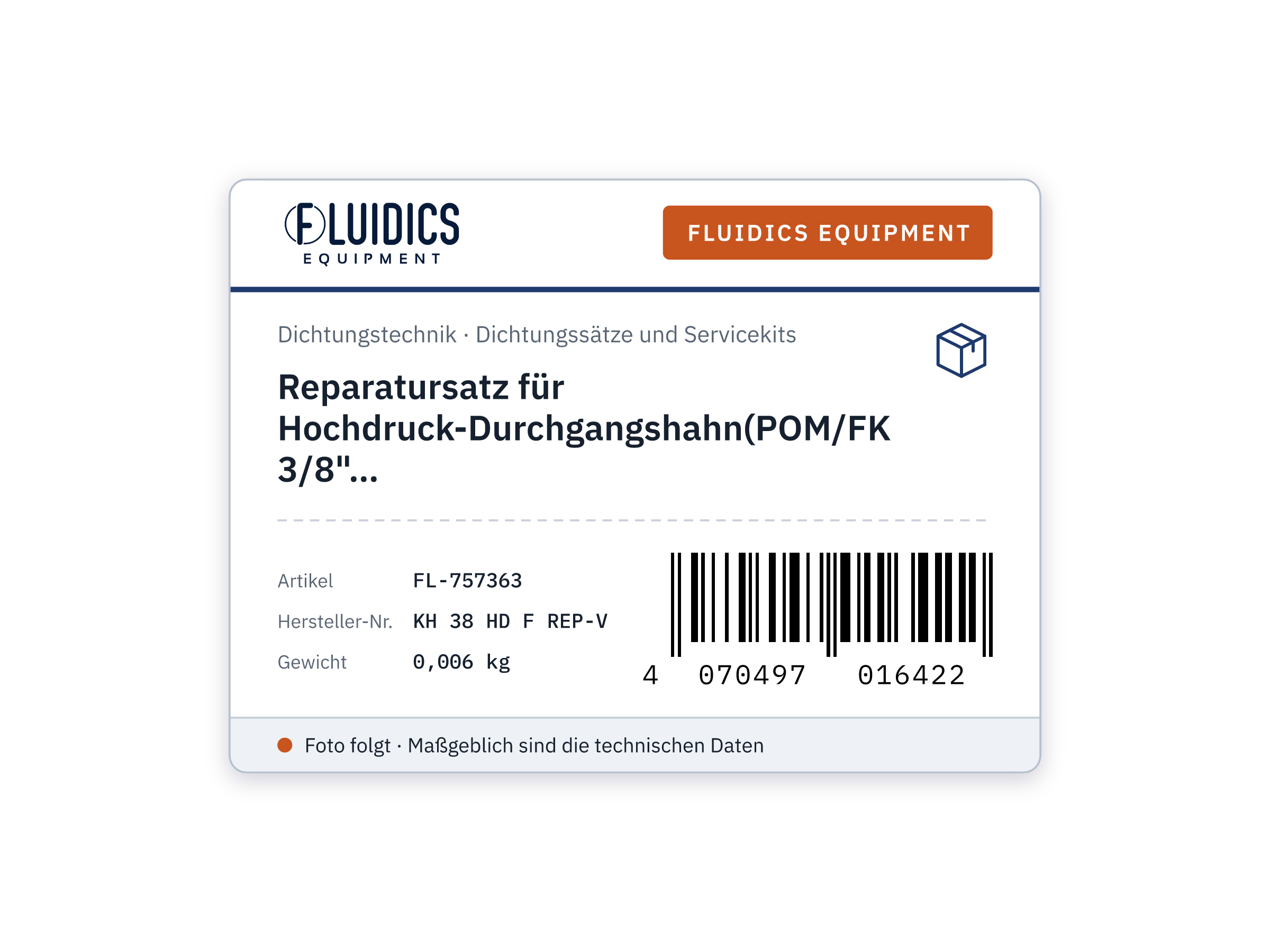 Reparatursatz für Hochdruck-Durchgangshahn(POM/FKM)G 3/8"