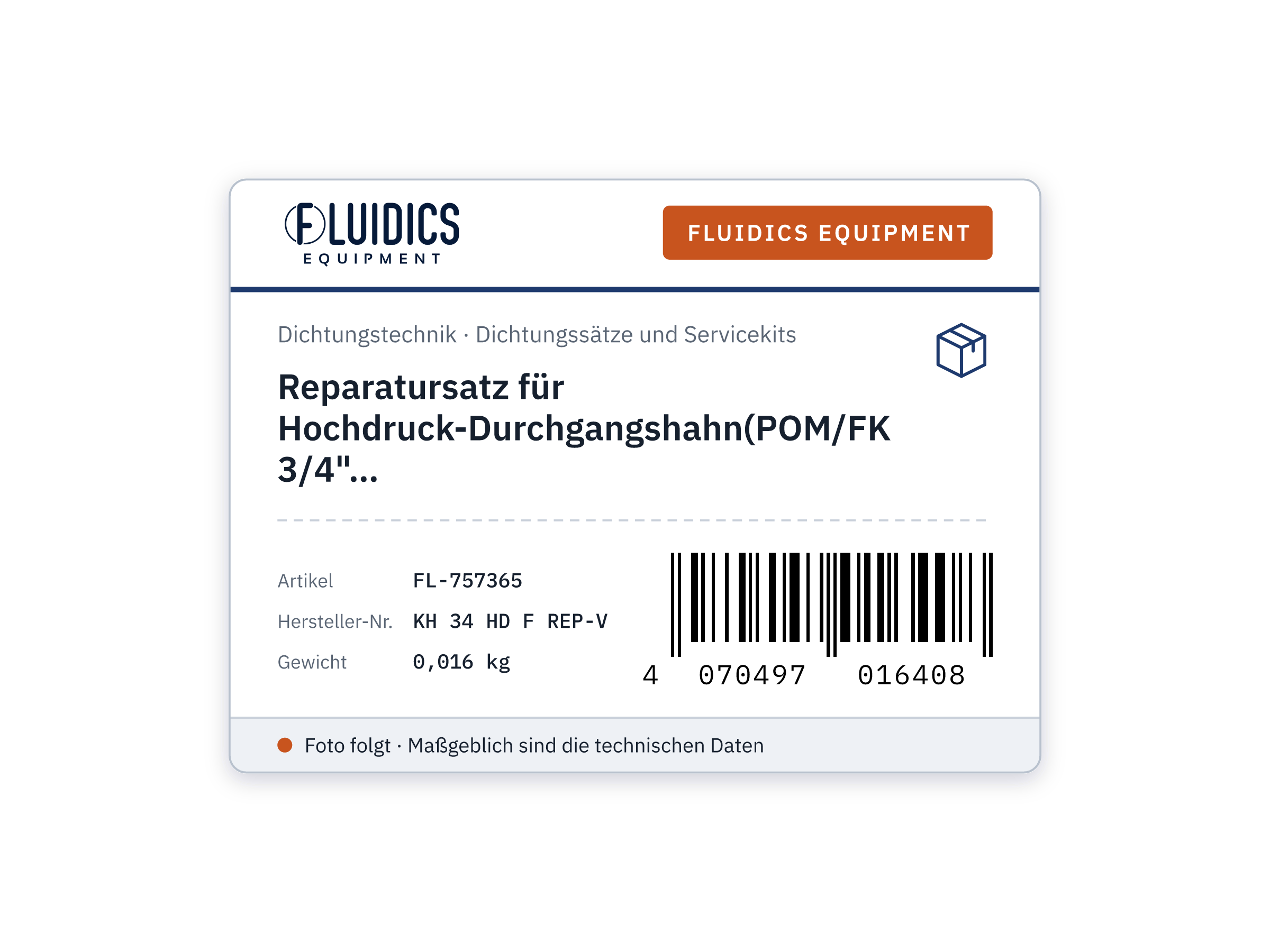 Reparatursatz für Hochdruck-Durchgangshahn(POM/FKM)G 3/4"
