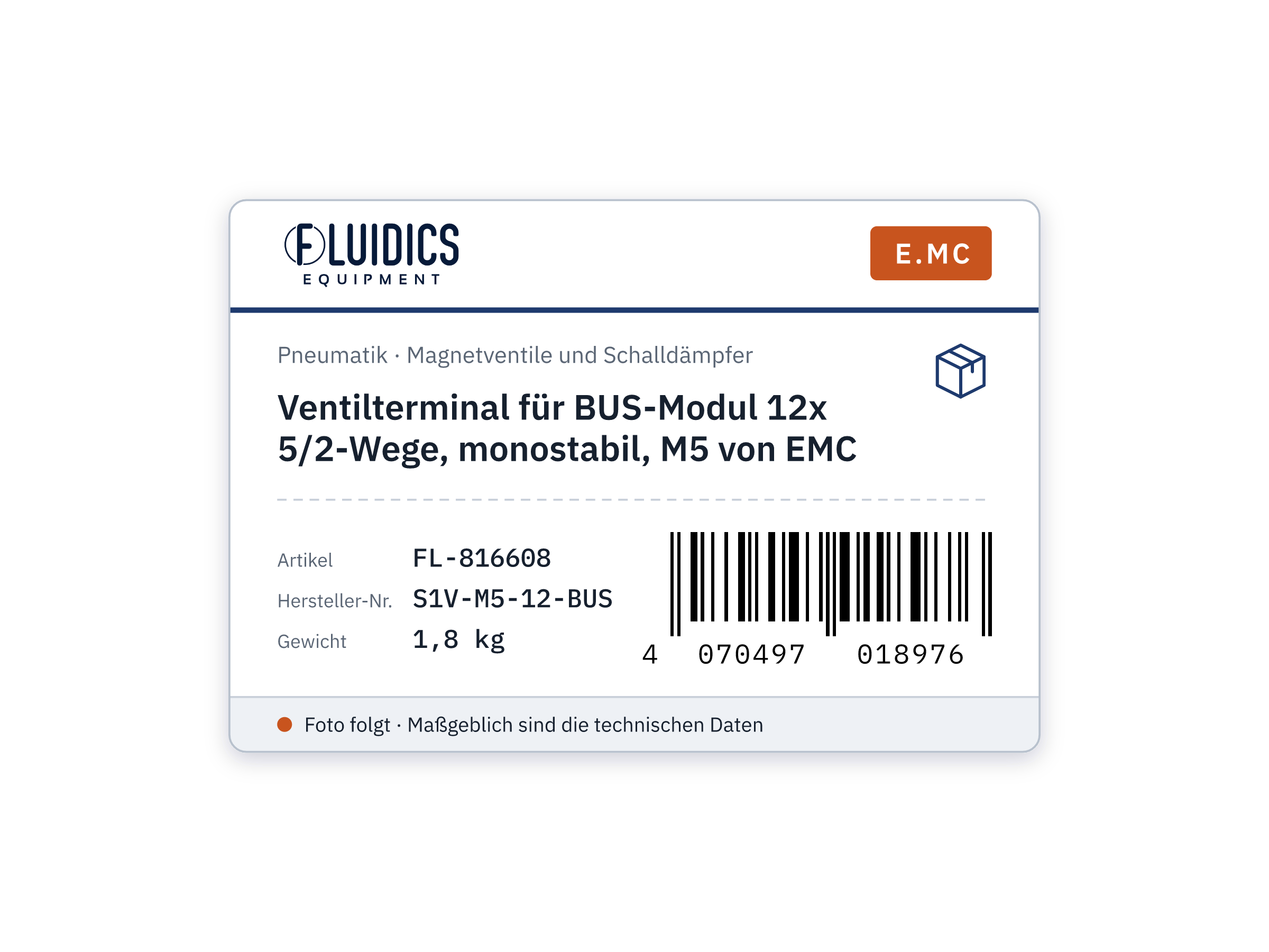 Ventilterminal für BUS-Modul 12x 5/2-Wege, monostabil, M5 von EMC