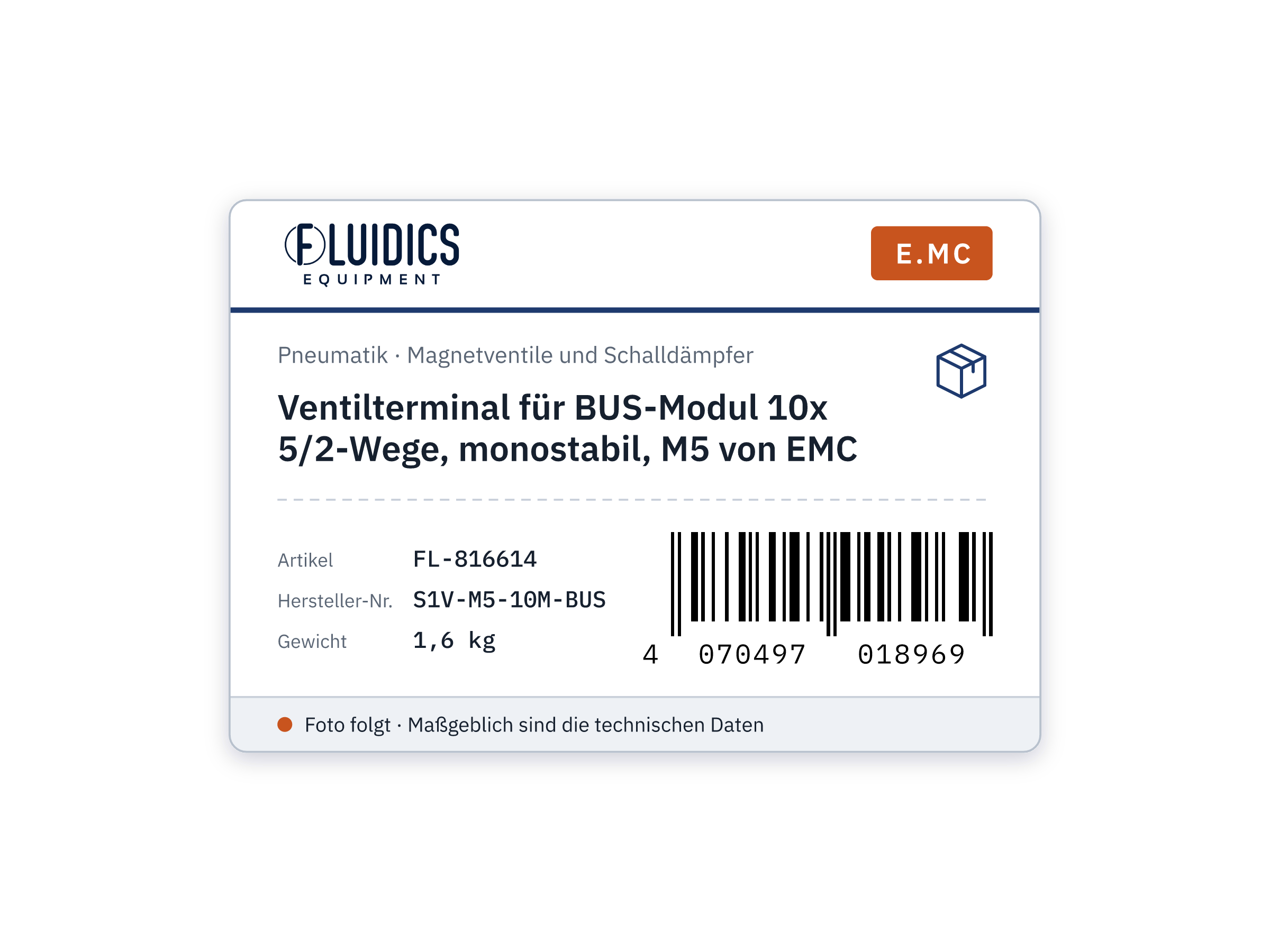 Ventilterminal für BUS-Modul 10x 5/2-Wege, monostabil, M5 von EMC