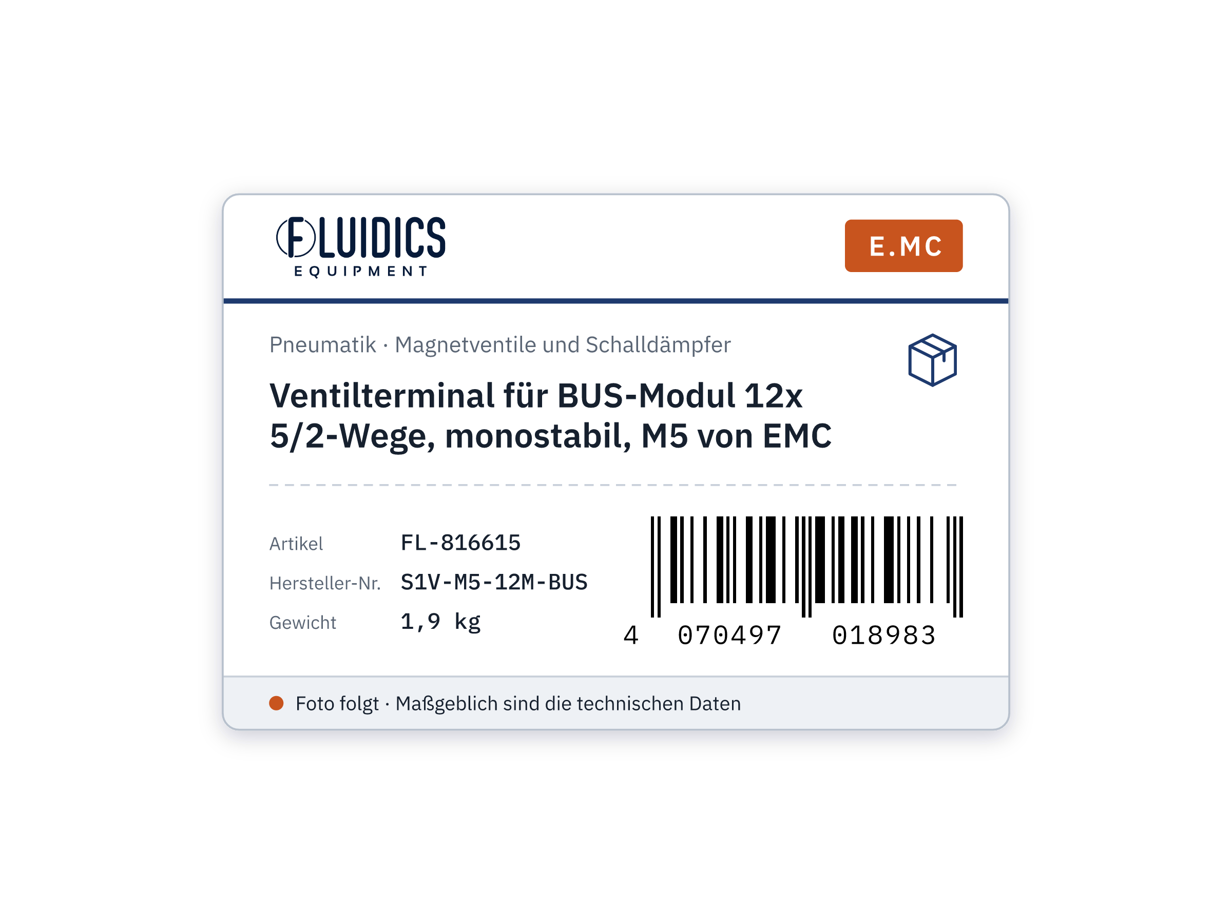 Ventilterminal für BUS-Modul 12x 5/2-Wege, monostabil, M5 von EMC