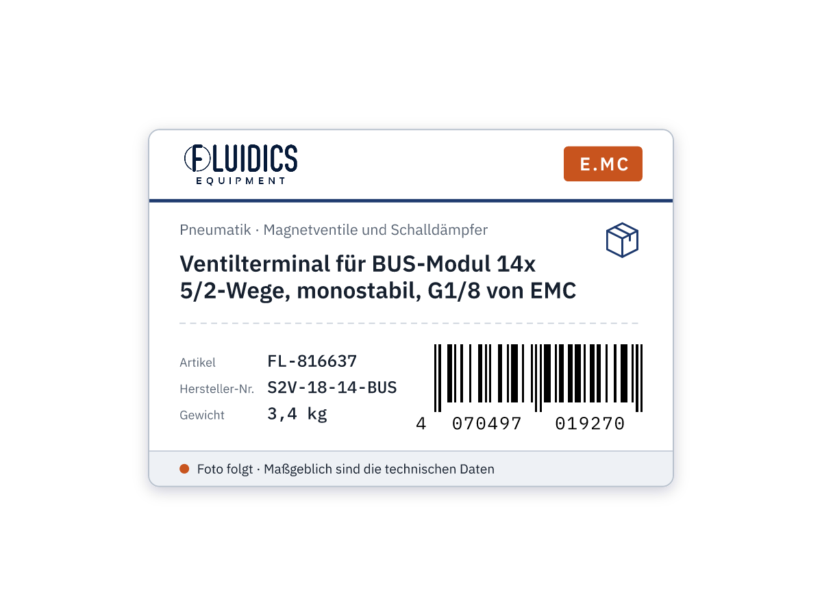 Ventilterminal für BUS-Modul 14x 5/2-Wege, monostabil, G1/8 von EMC