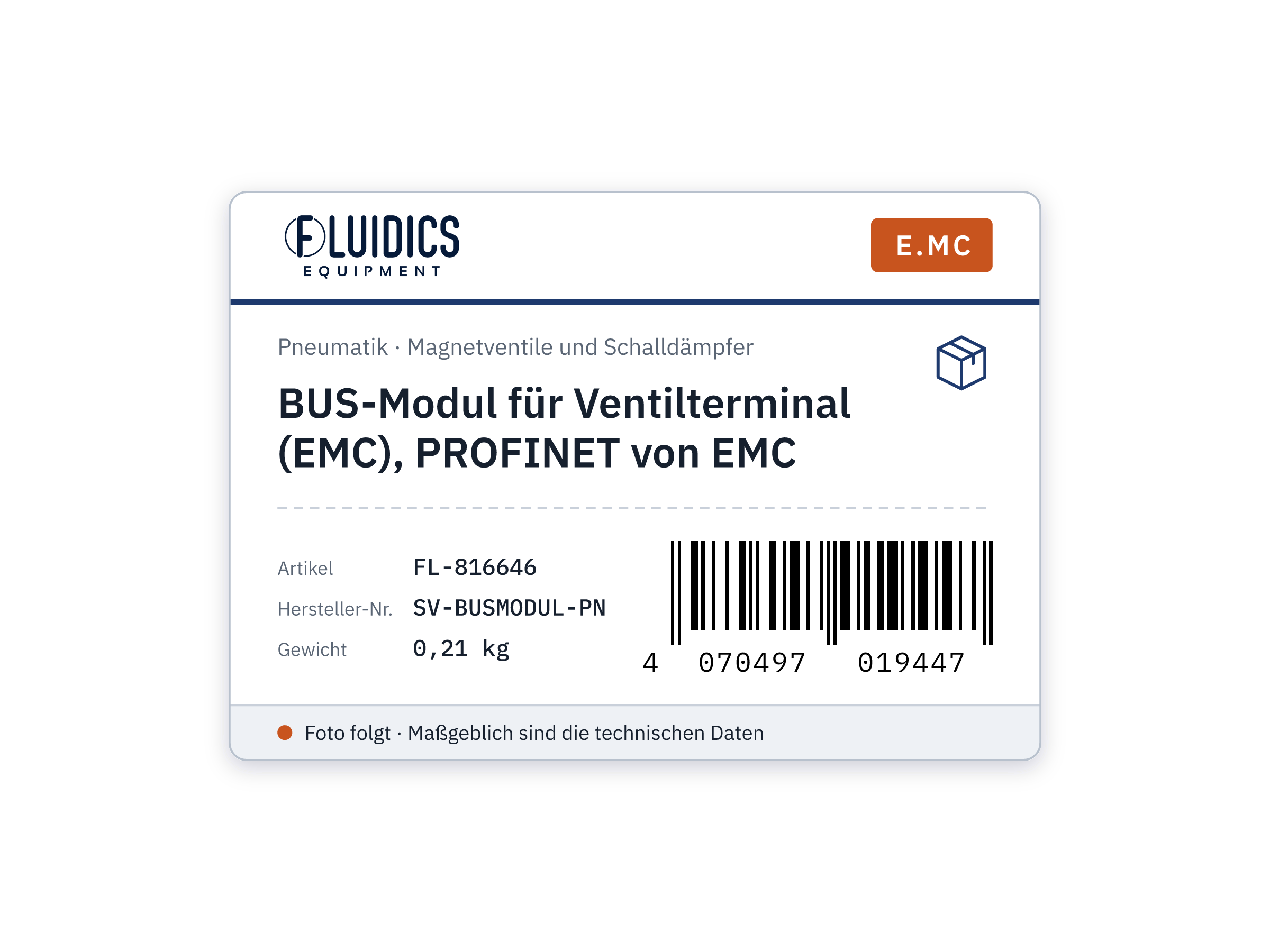 BUS-Modul für Ventilterminal (EMC), PROFINET von EMC