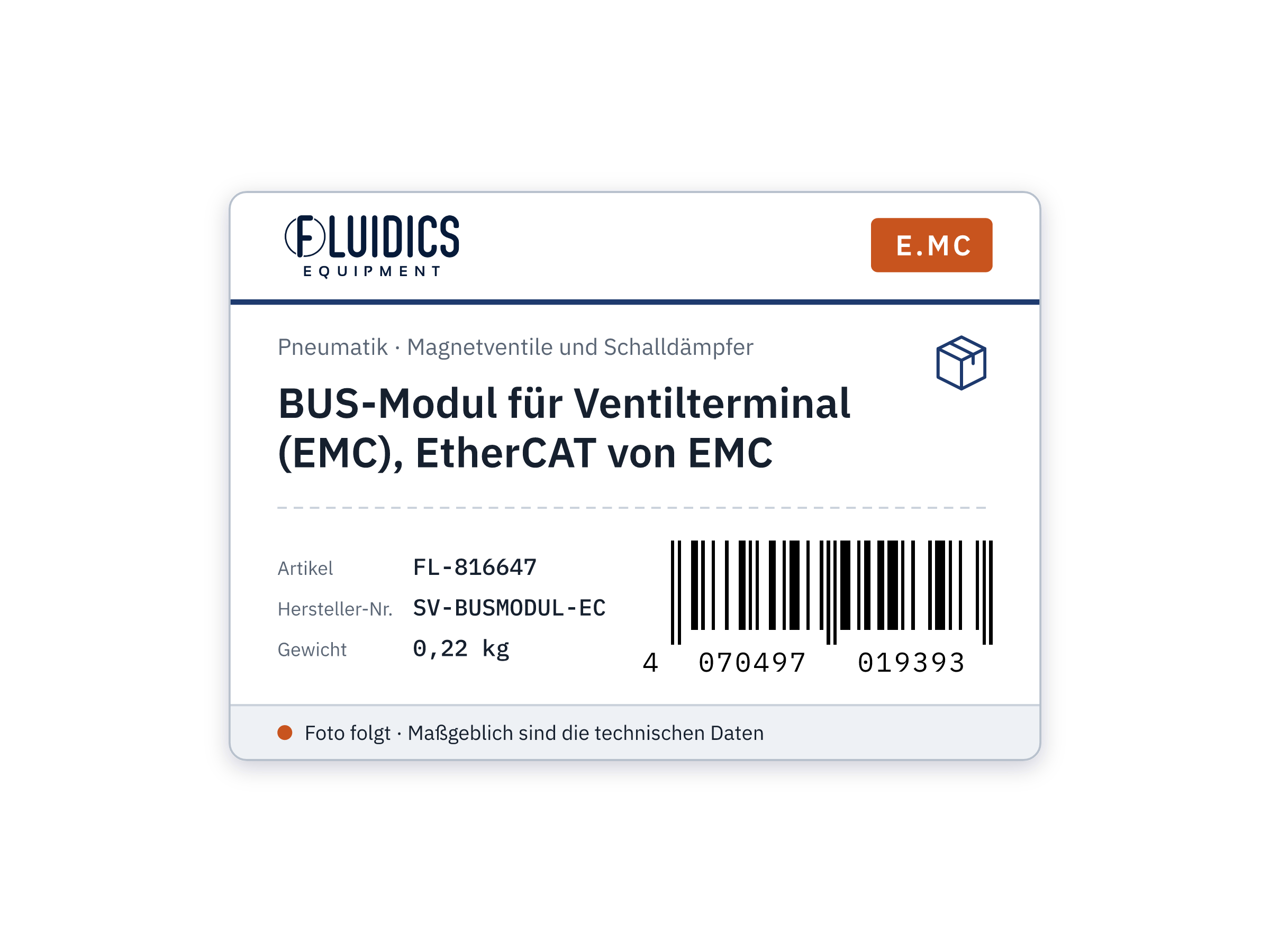 BUS-Modul für Ventilterminal (EMC), EtherCAT von EMC