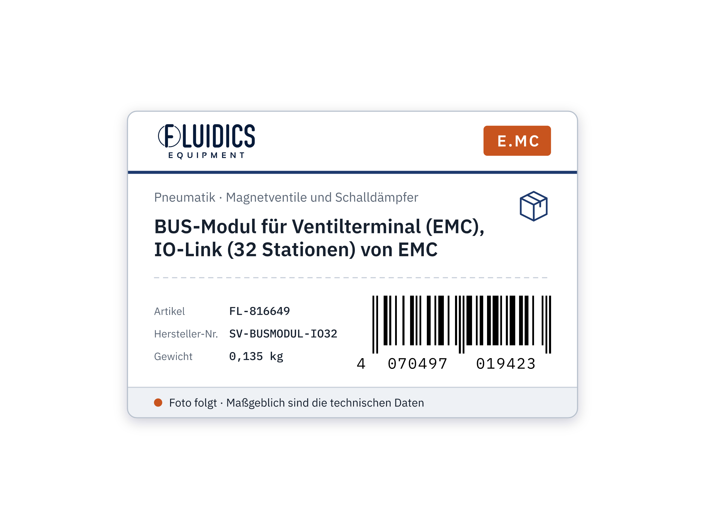 BUS-Modul für Ventilterminal (EMC), IO-Link (32 Stationen) von EMC
