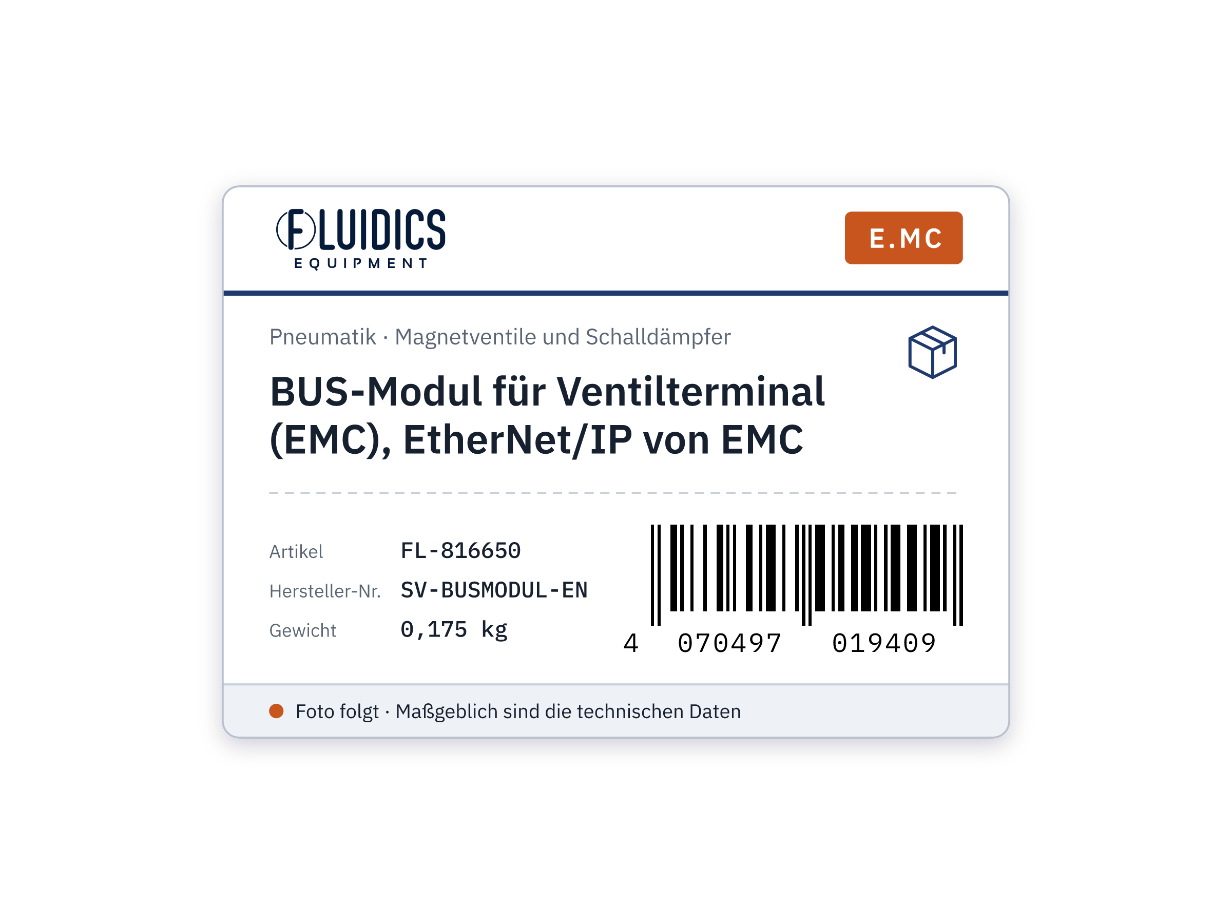 BUS-Modul für Ventilterminal (EMC), EtherNet/IP von EMC