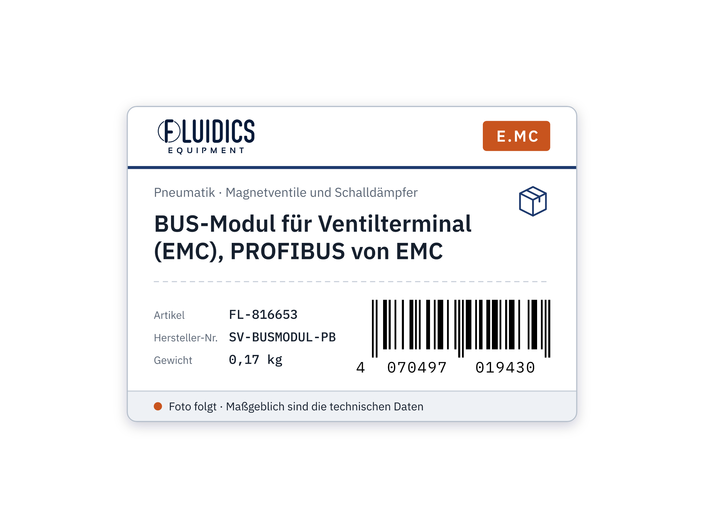 BUS-Modul für Ventilterminal (EMC), PROFIBUS von EMC