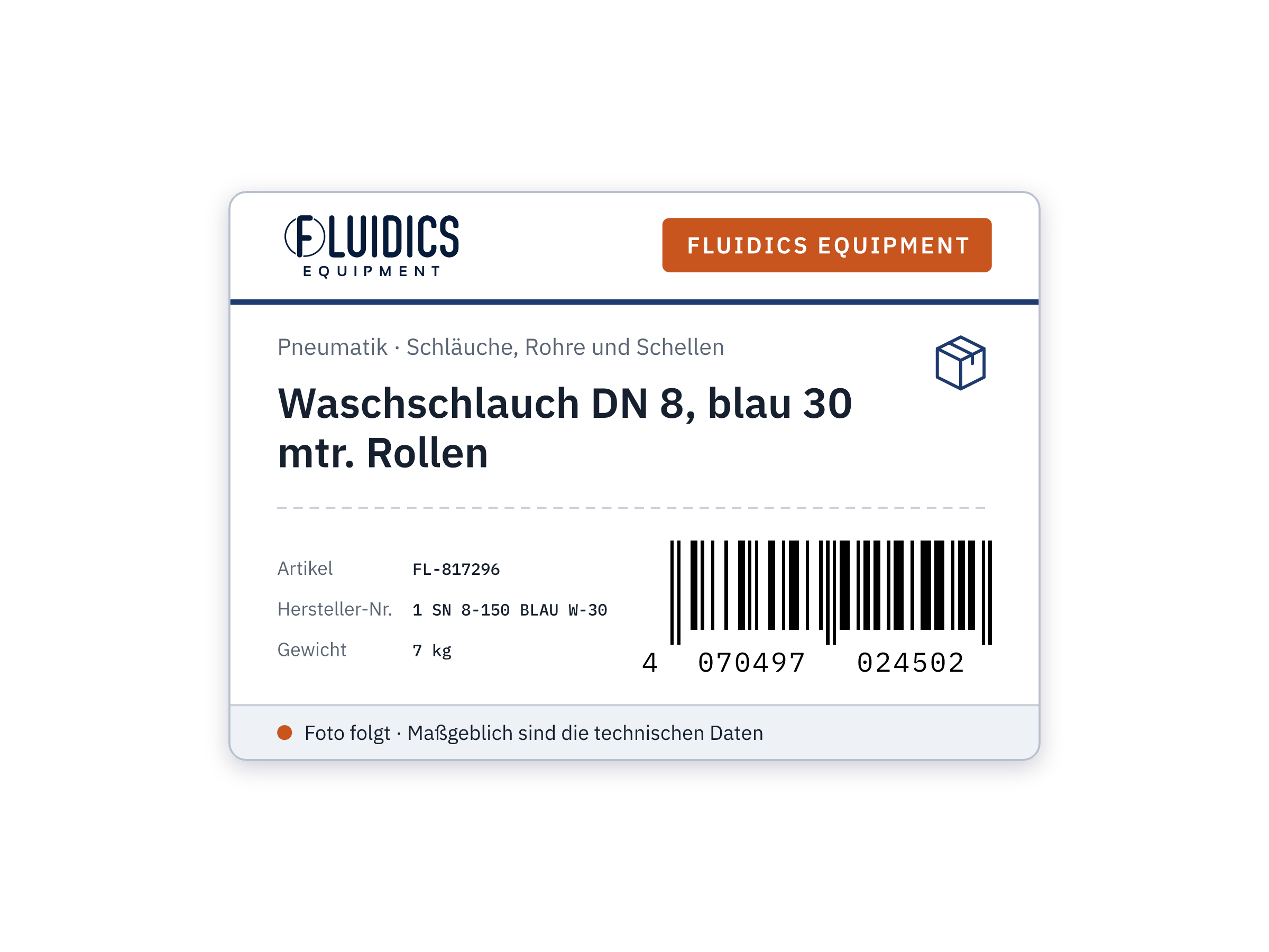 Waschschlauch DN 8, blau 30 mtr. Rollen