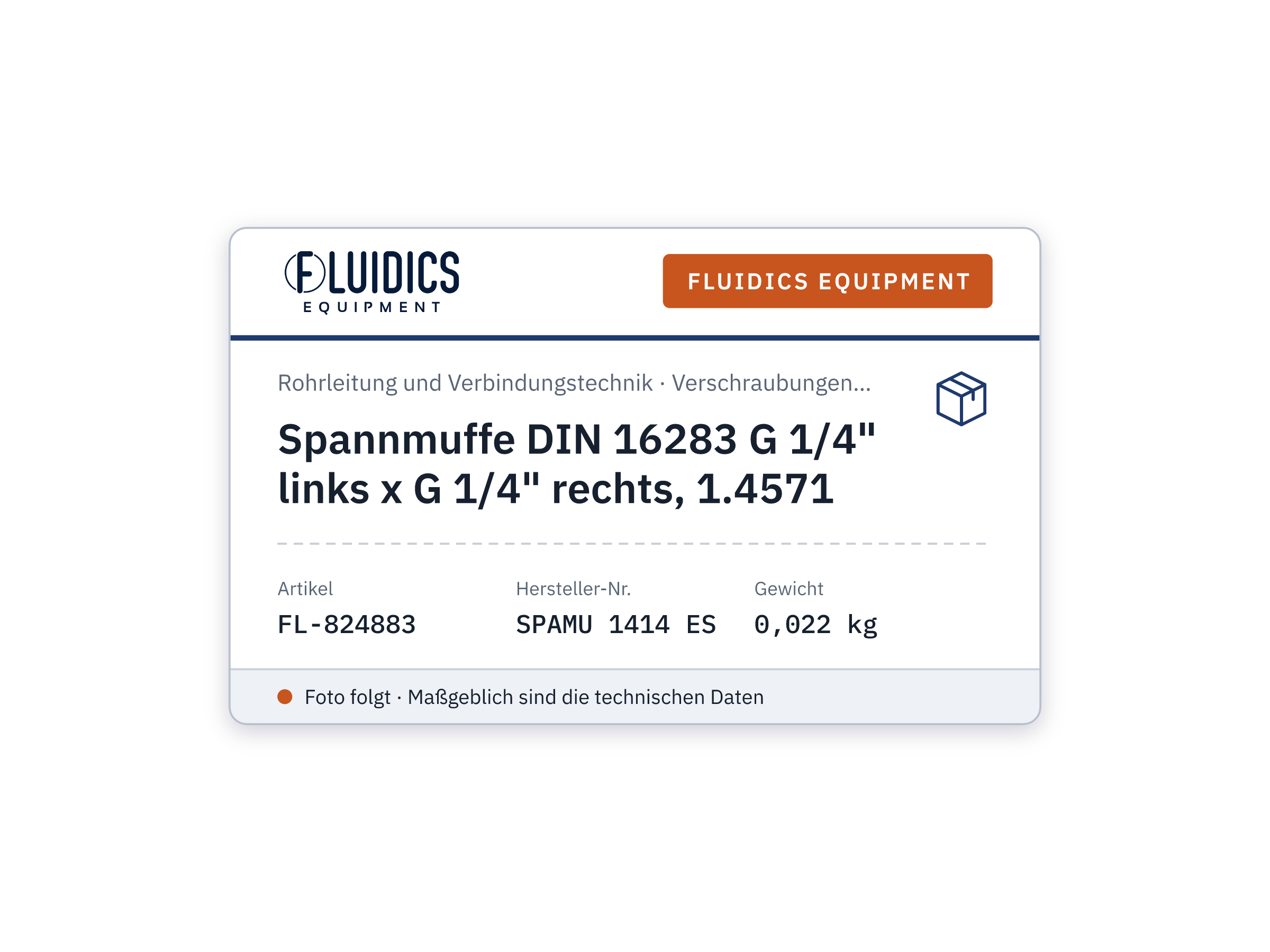 Spannmuffe DIN 16283 G 1/4" links x G 1/4" rechts, 1.4571