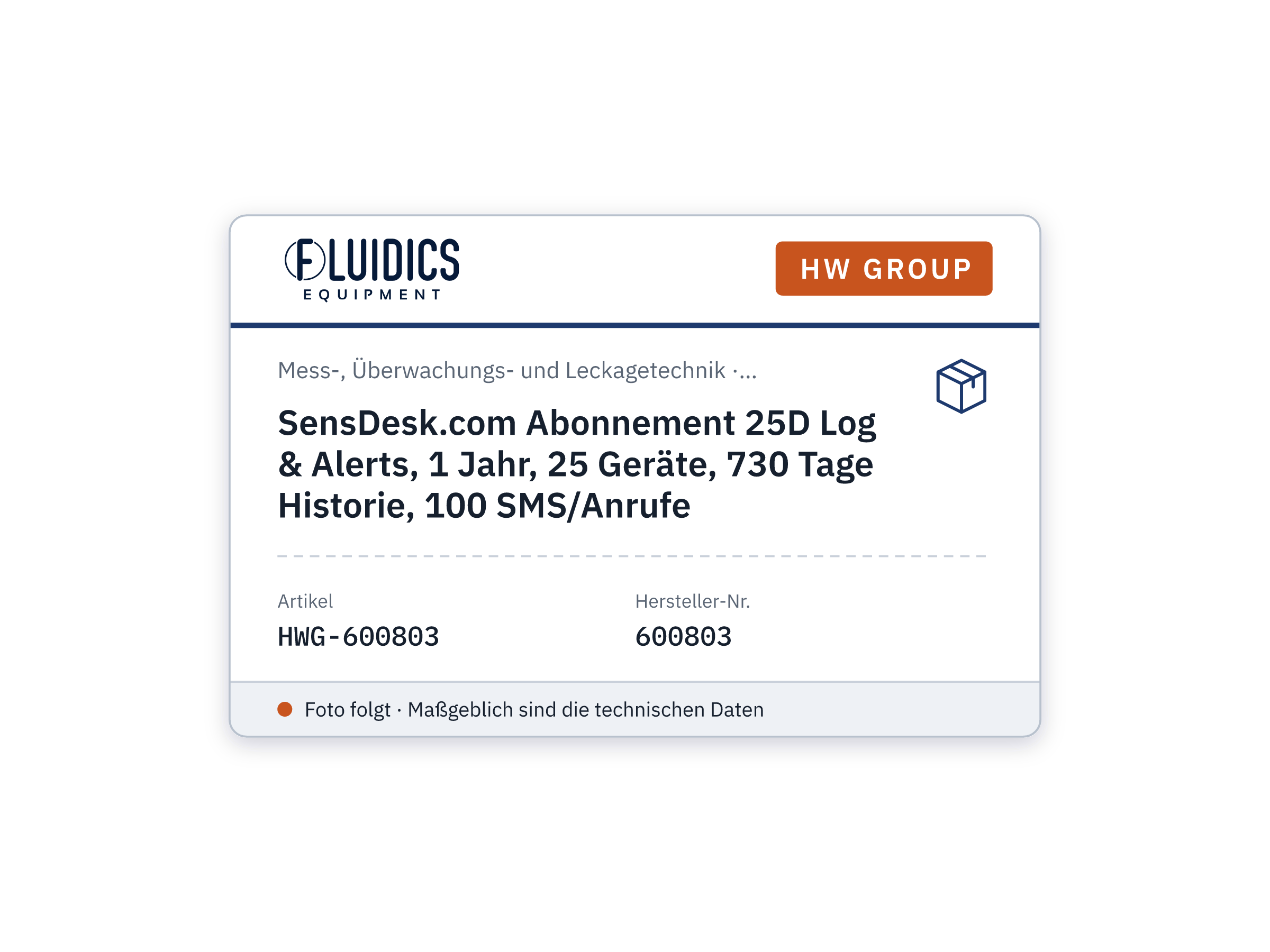 SensDesk.com Abonnement 25D Log & Alerts, 1 Jahr, 25 Geräte, 730 Tage Historie, 100 SMS/Anrufe - HW group 600803