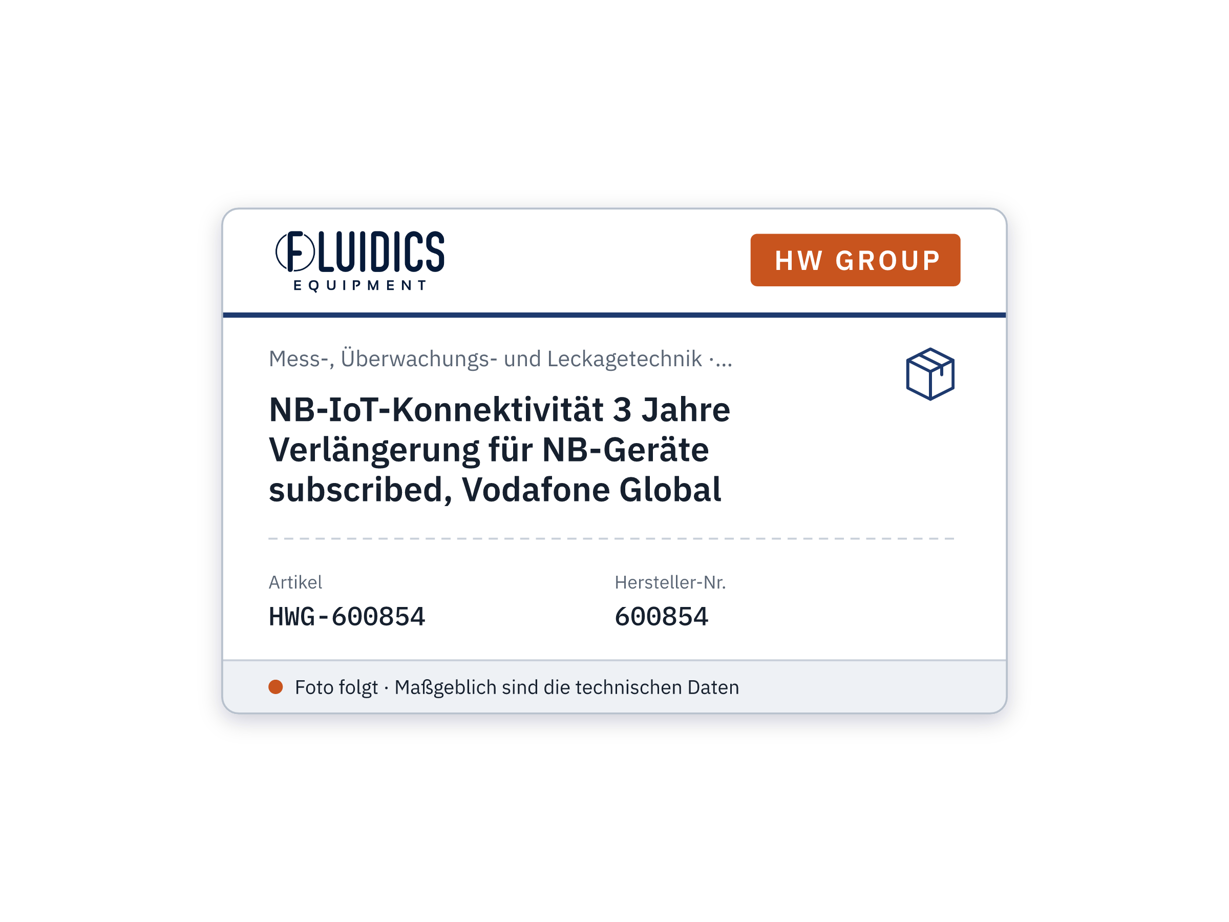 NB-IoT-Konnektivität 3 Jahre Verlängerung für NB-Geräte subscribed, Vodafone Global - HW group 600854