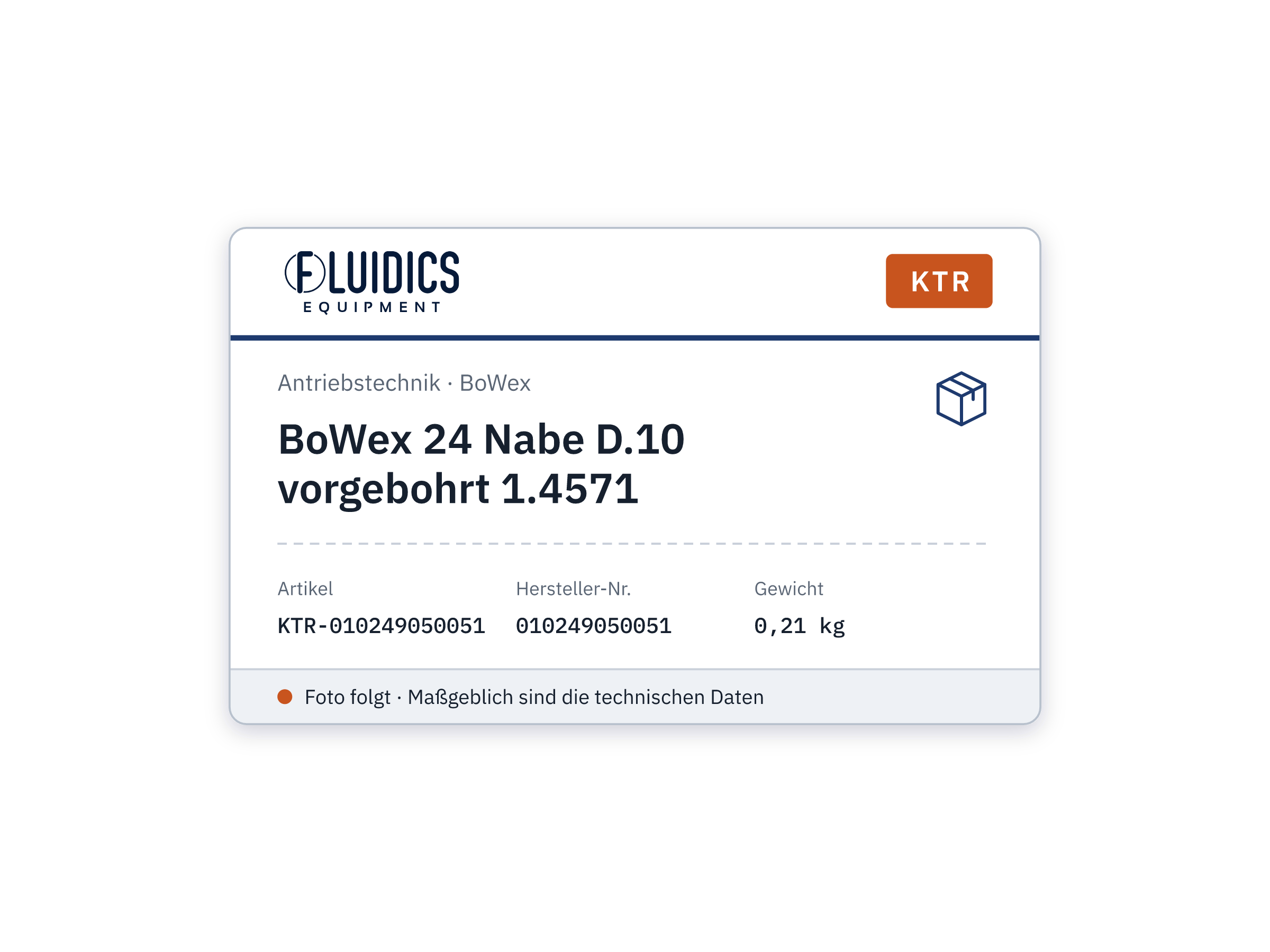 BoWex 24 Hub D.10 pilot-bored 1.4571 - KTR 010249050051