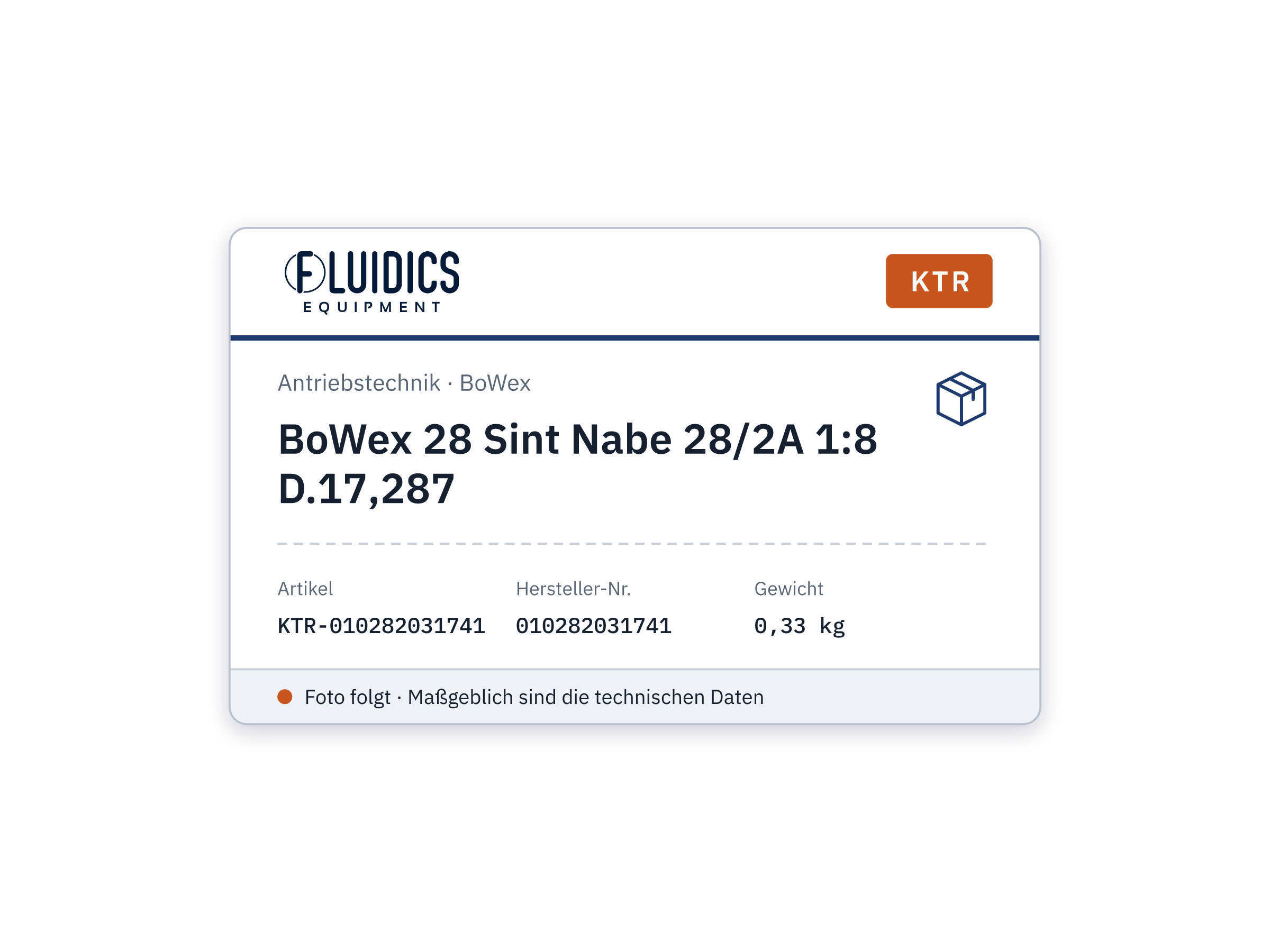 BoWex 28 Sint Hub 28/2A 1:8 D.17,287 - KTR 010282031741