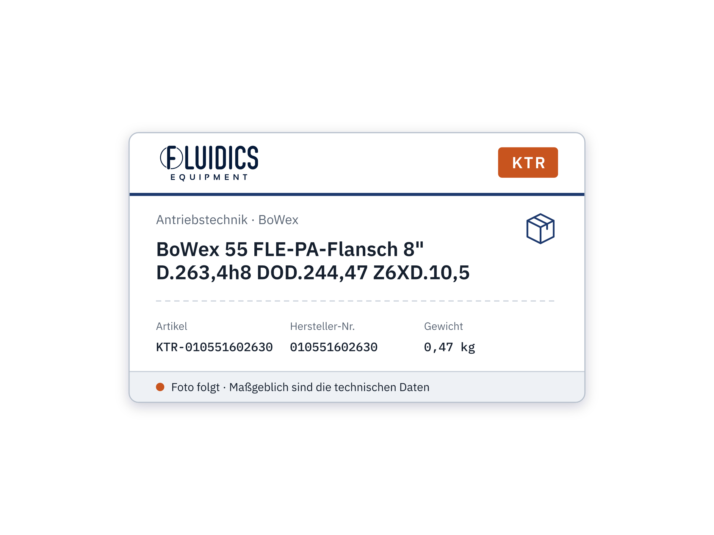 BoWex 55 FLE-PA-Flansch 8" D.263,4h8 DOD.244,47 Z6XD.10,5 - KTR 010551602630