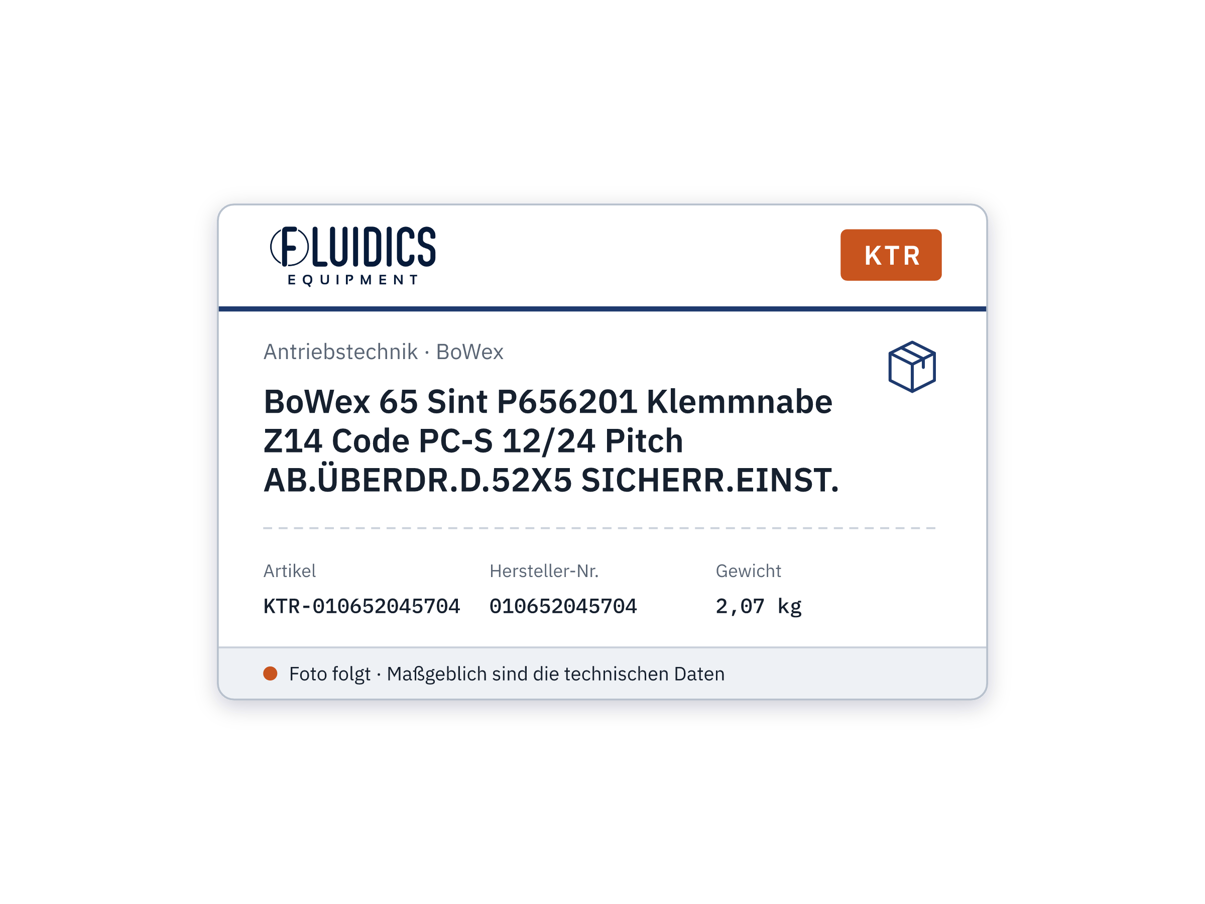BoWex 65 Sint P656201 Klemmnabe Z14 Code PC-S 12/24 Pitch AB.ÜBERDR.D.52X5 SICHERR.EINST. - KTR 010652045704