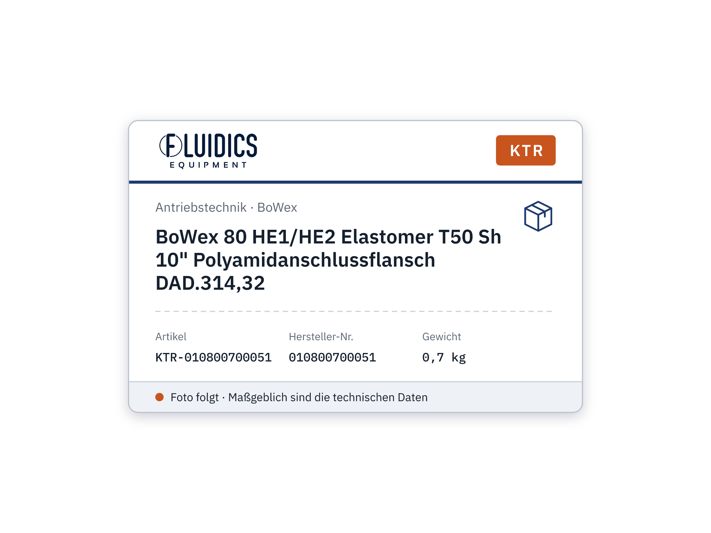 BoWex 80 HE1/HE2 Elastomer T50 Sh 10" Polyamidanschlussflansch DAD.314,32 - KTR 010800700051