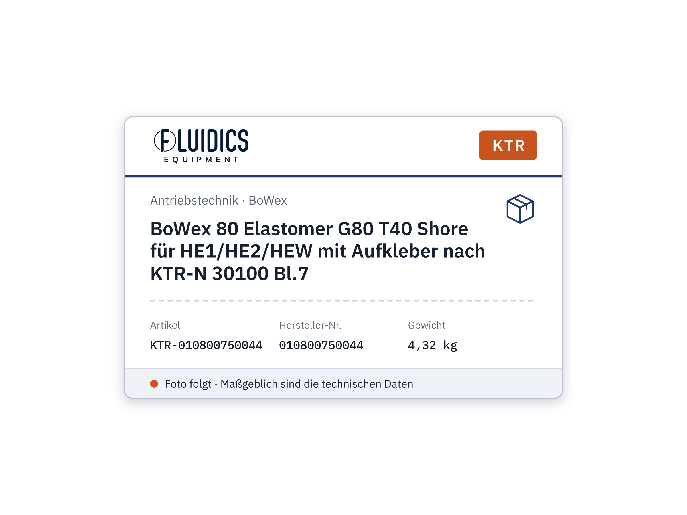 BoWex 80 Elastomer G80 T40 Shore für HE1/HE2/HEW mit Aufkleber nach KTR-N 30100 Bl.7 - KTR 010800750044