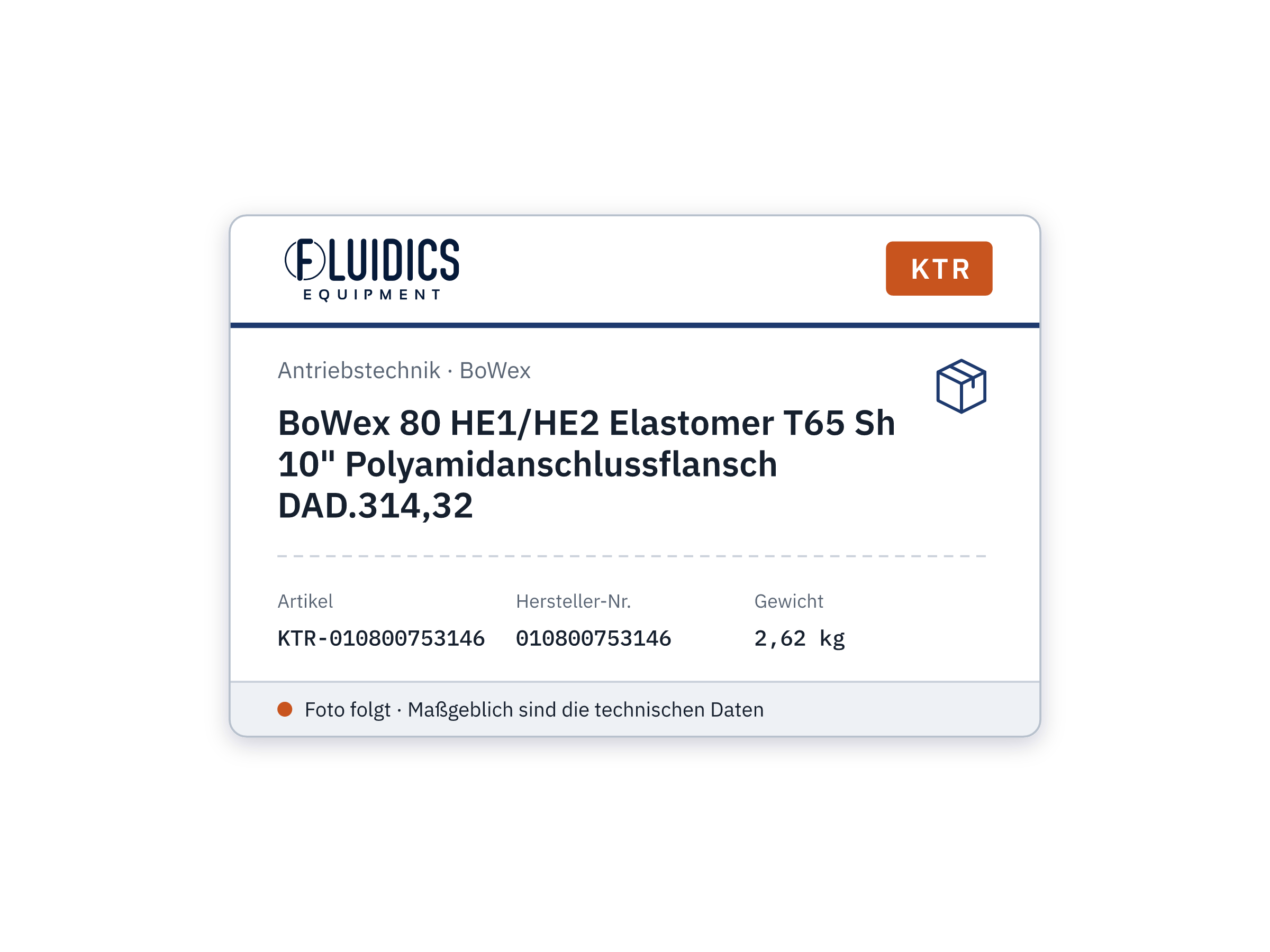 BoWex 80 HE1/HE2 Elastomer T65 Sh 10" Polyamidanschlussflansch DAD.314,32 - KTR 010800753146