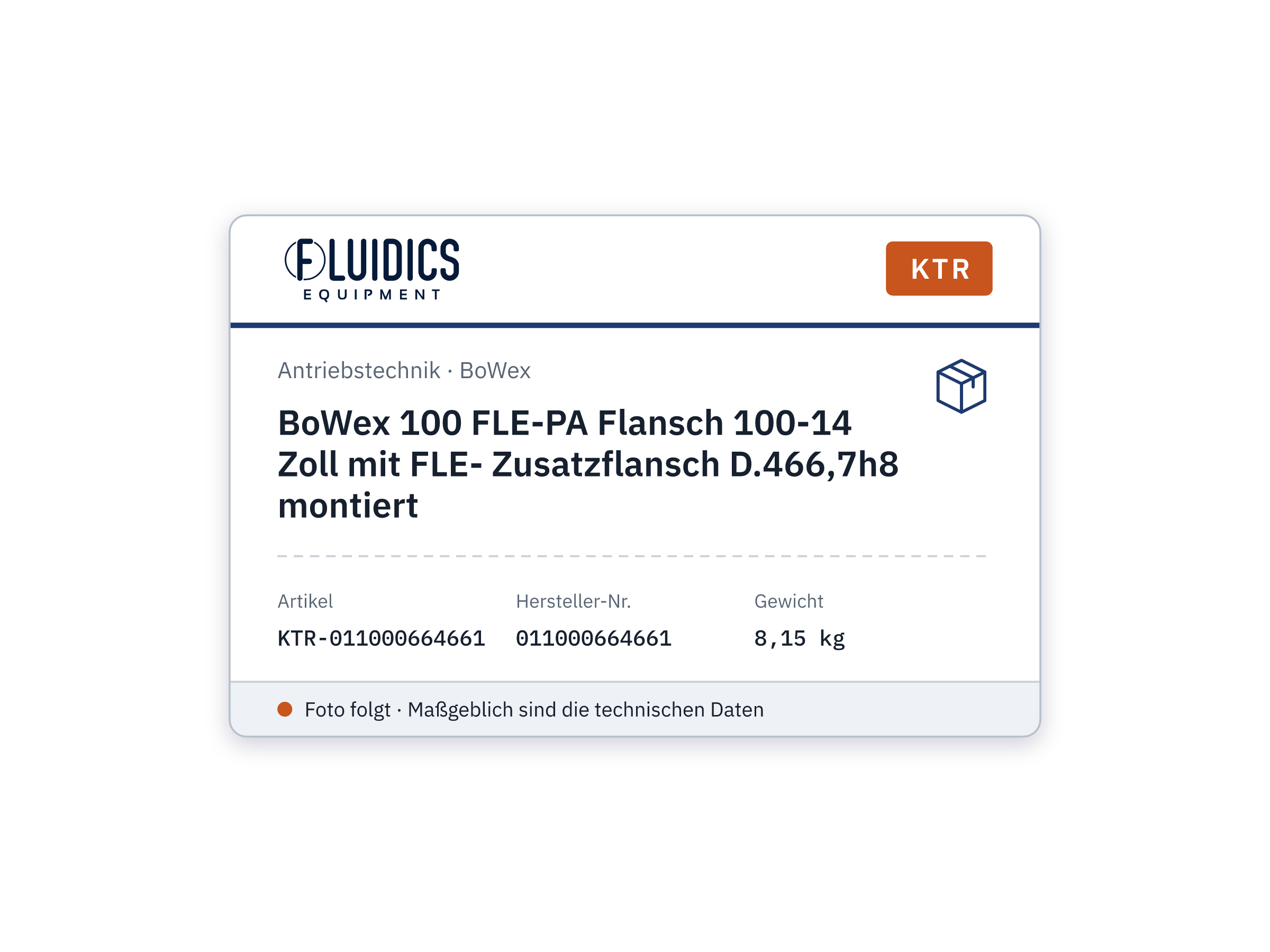 BoWex 100 FLE-PA Flansch 100-14 Zoll mit FLE- Zusatzflansch D.466,7h8 montiert - KTR 011000664661