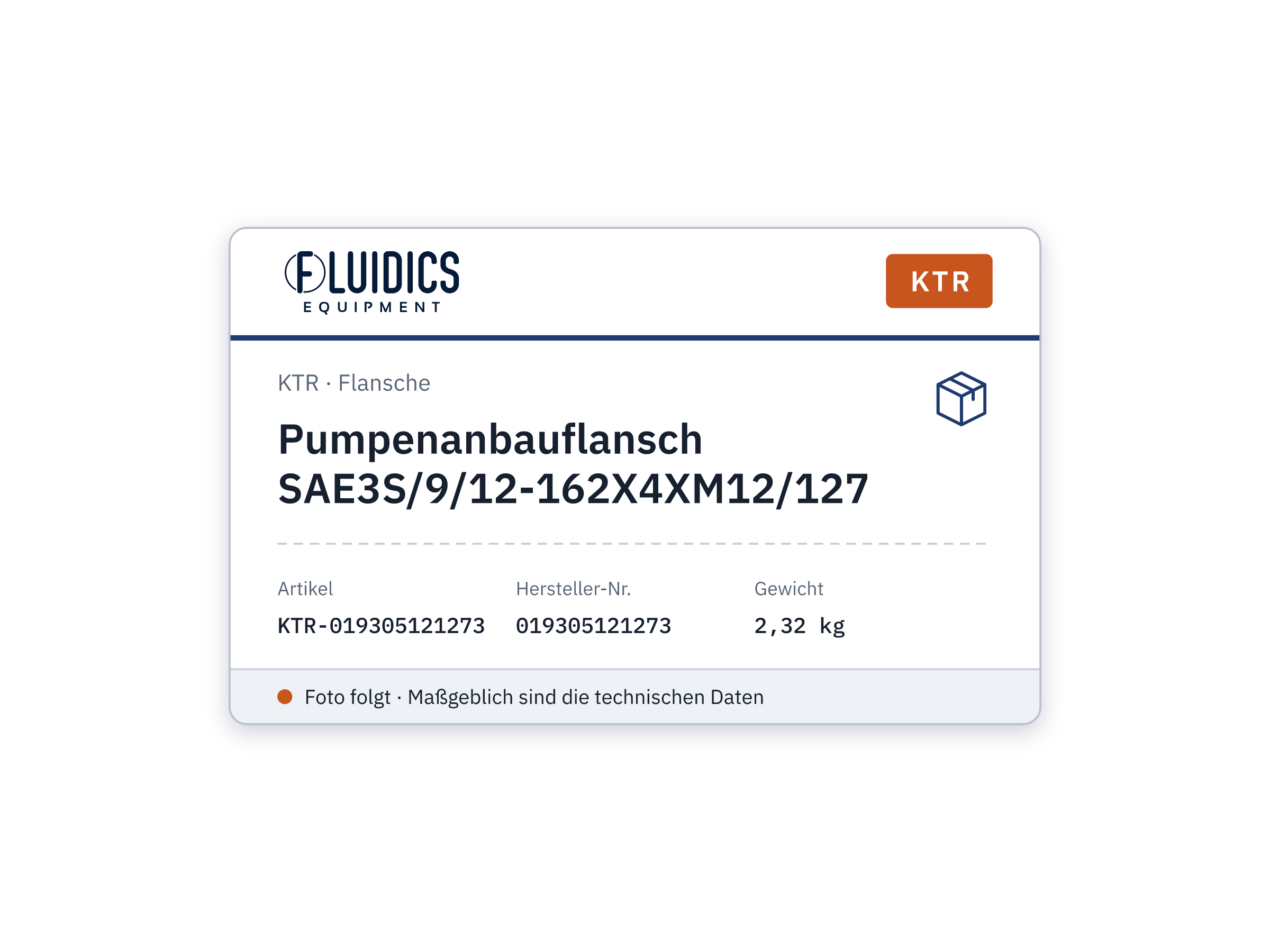 Pumpenanbauflansch SAE3S/9/12-162X4XM12/127 - KTR 019305121273