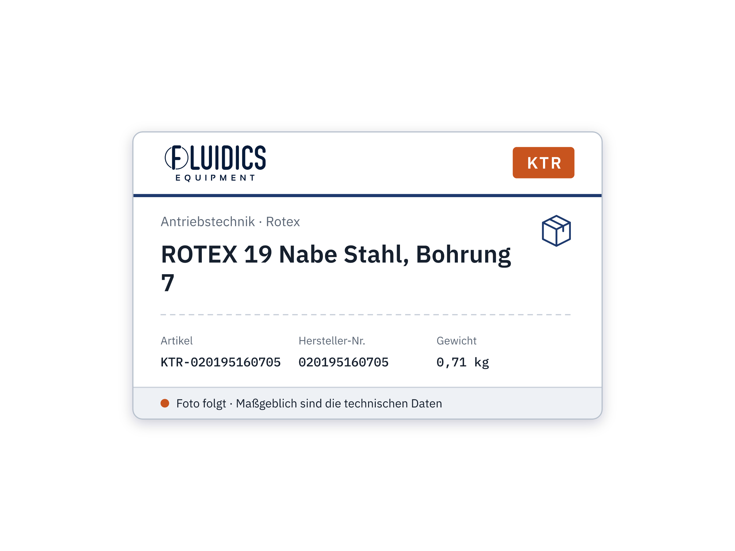 ROTEX 19 Hub steel, bore 7 - KTR 020195160705