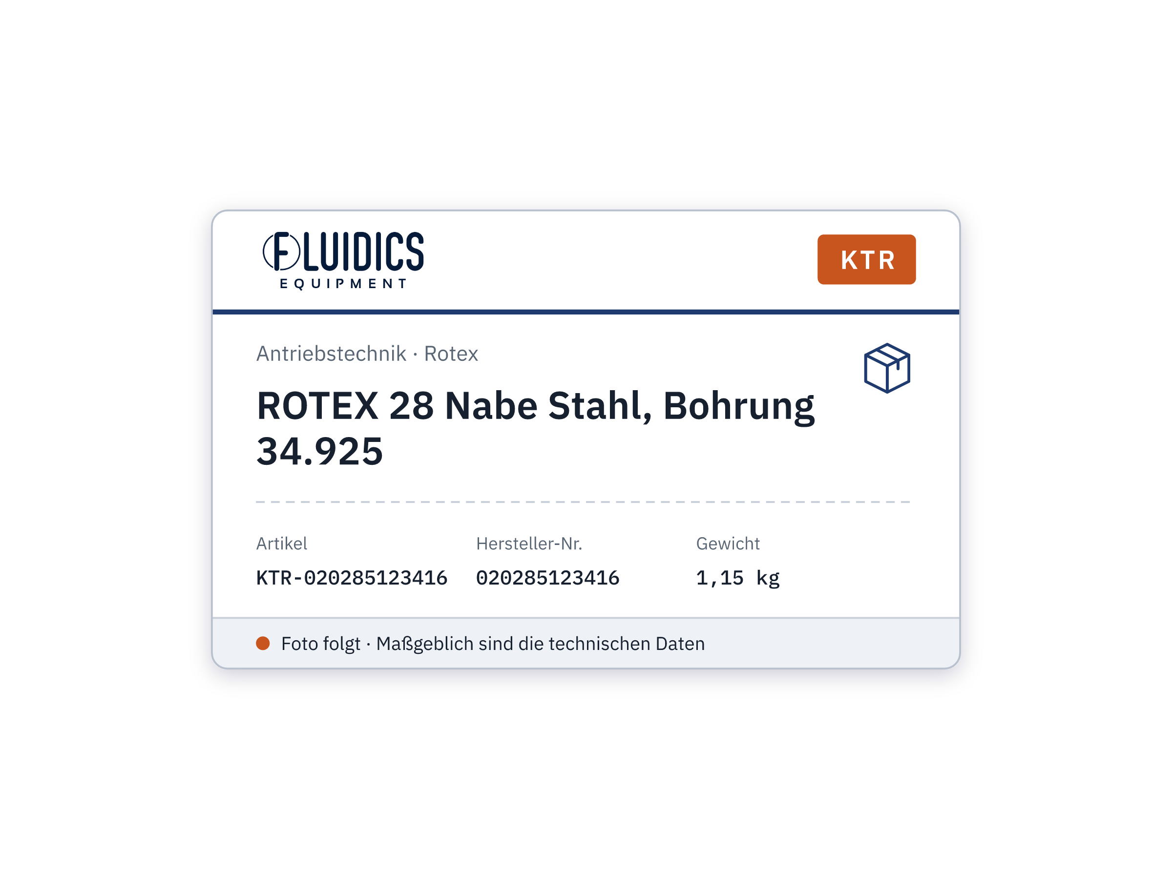 ROTEX 28 Nabe Stahl, Bohrung 34.925 - KTR 020285123416