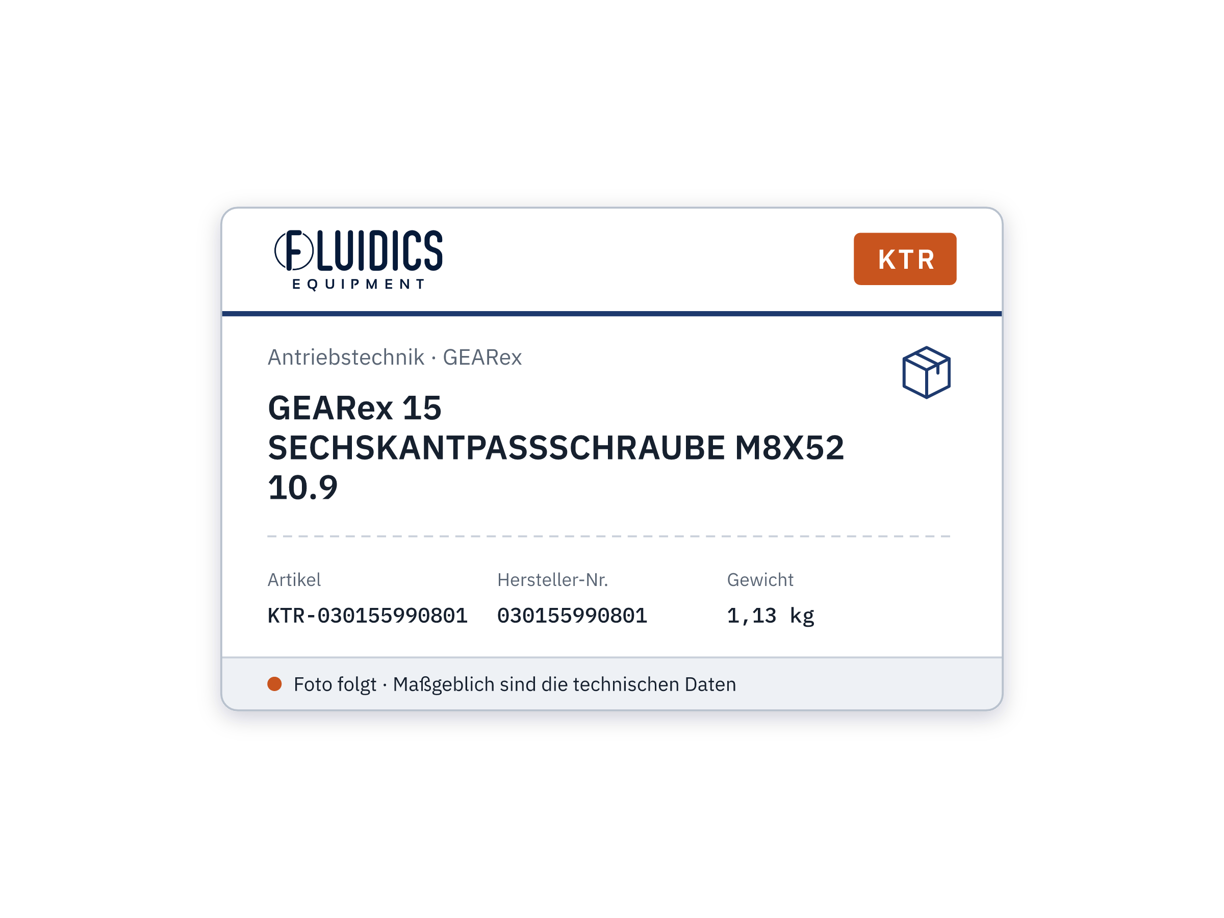 GEARex 15 SECHSKANTPASSSCHRAUBE M8X52 10.9 - KTR 030155990801