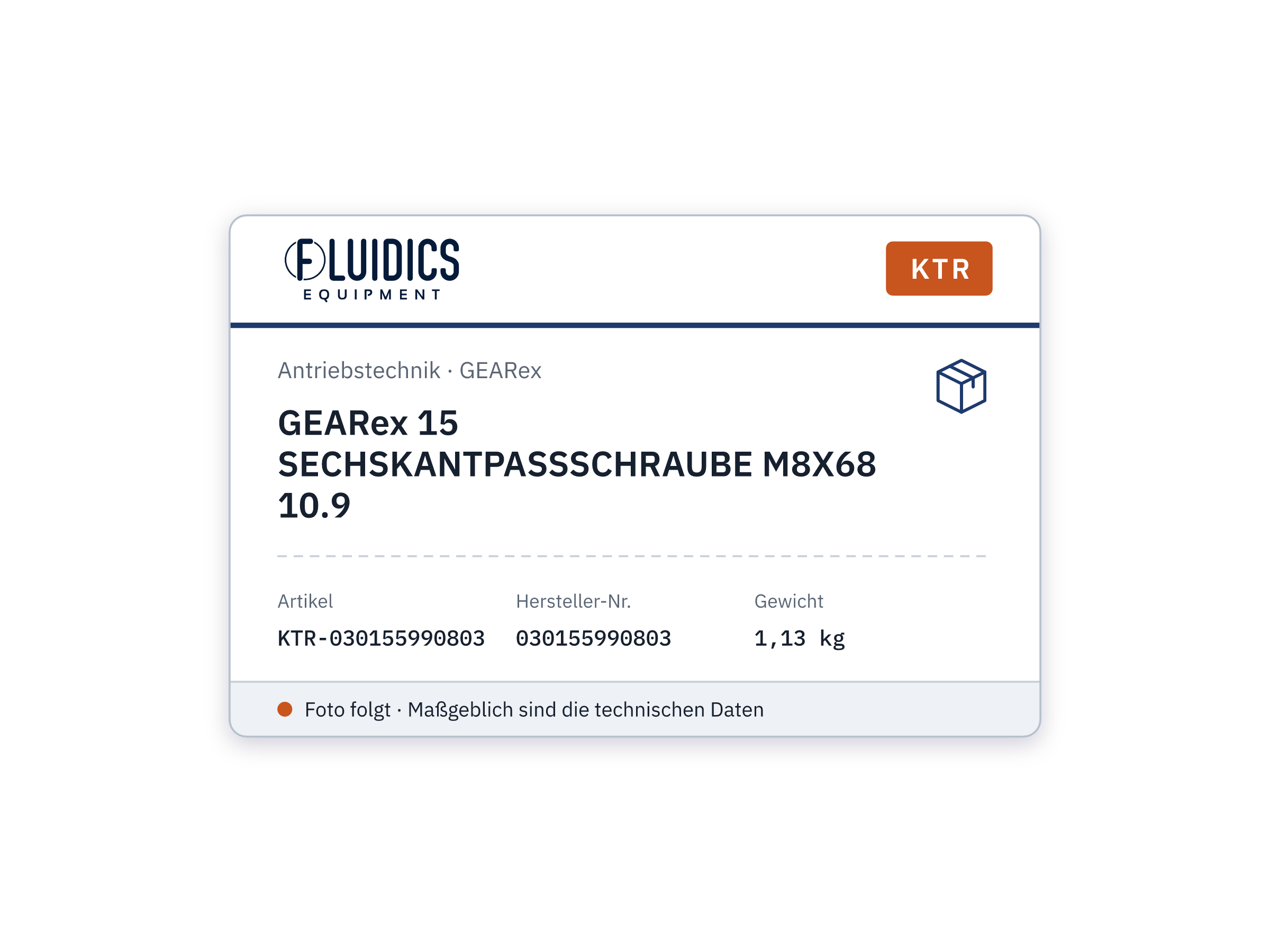 GEARex 15 SECHSKANTPASSSCHRAUBE M8X68 10.9 - KTR 030155990803