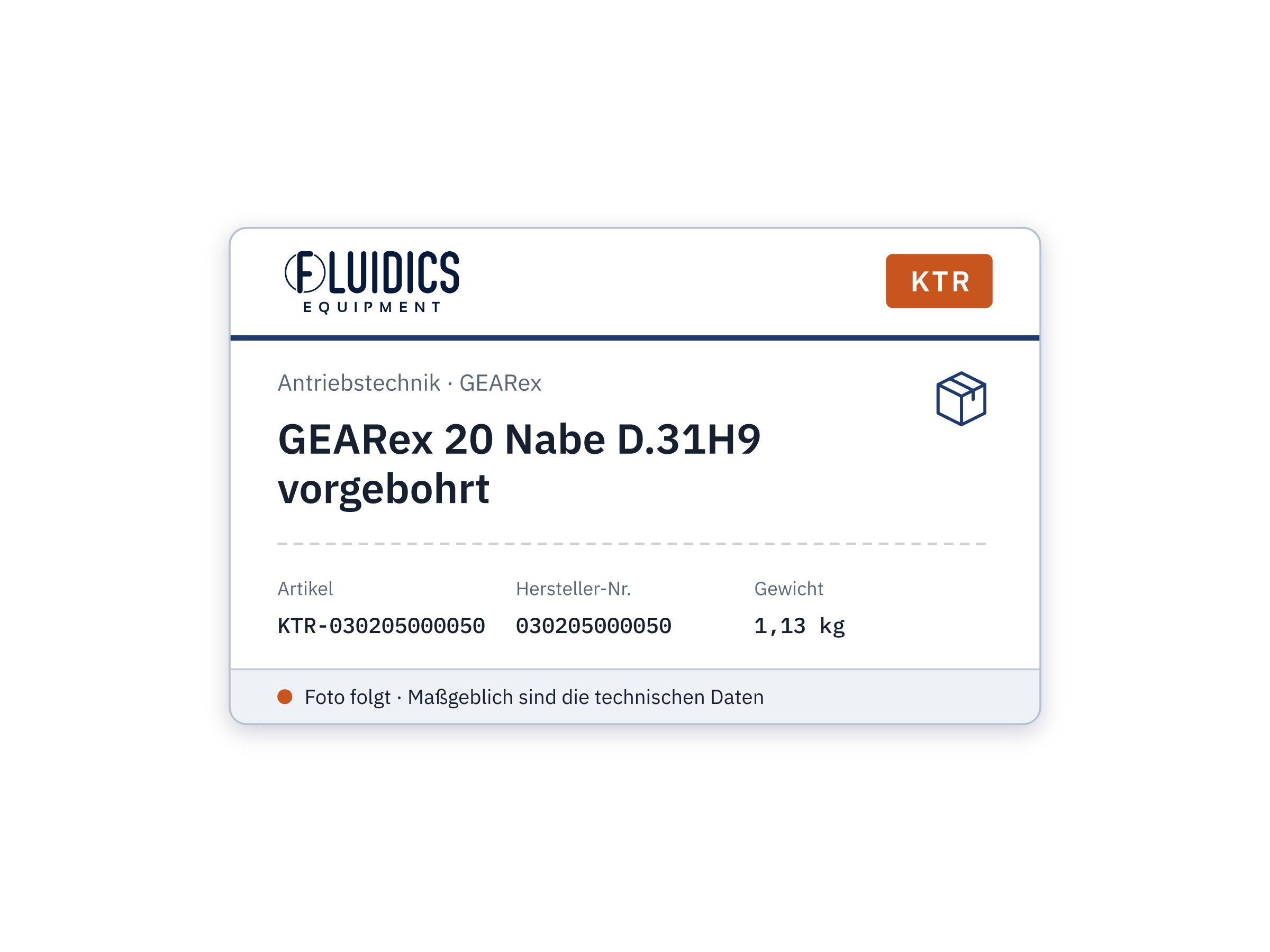 GEARex 20 Nabe D.31H9 vorgebohrt - KTR 030205000050