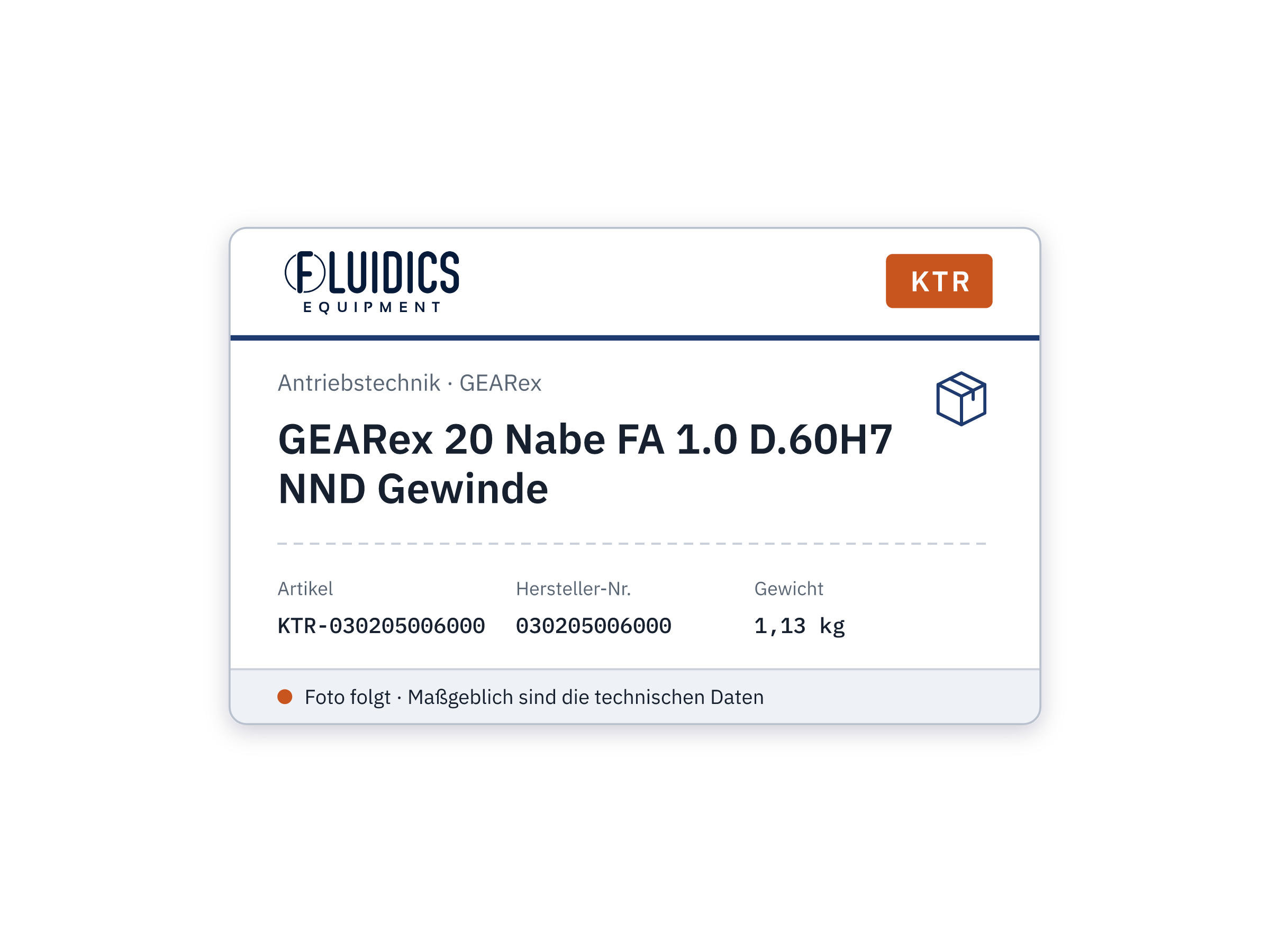 GEARex 20 Nabe FA 1.0 D.60H7 NND Gewinde - KTR 030205006000