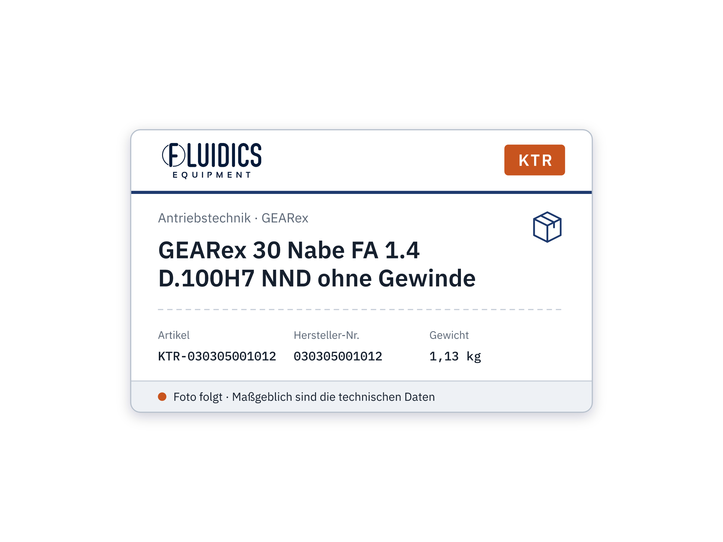 GEARex 30 Nabe FA 1.4 D.100H7 NND ohne Gewinde - KTR 030305001012
