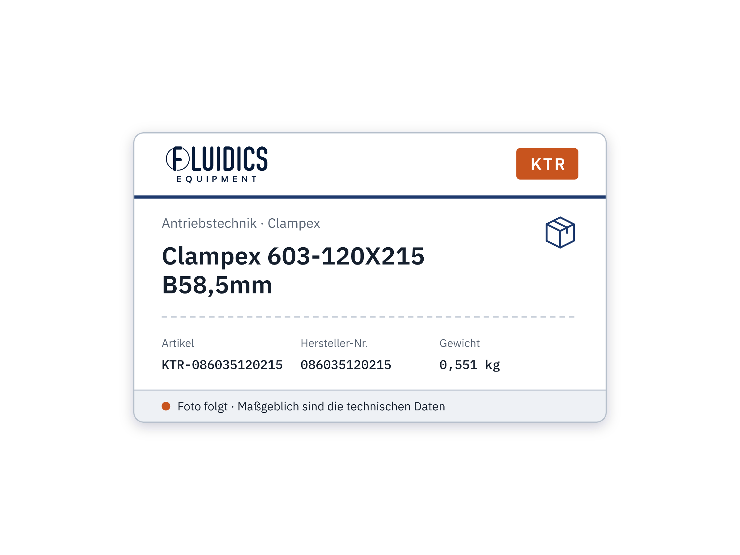 Clampex 603-120X215 B58,5mm - KTR 086035120215