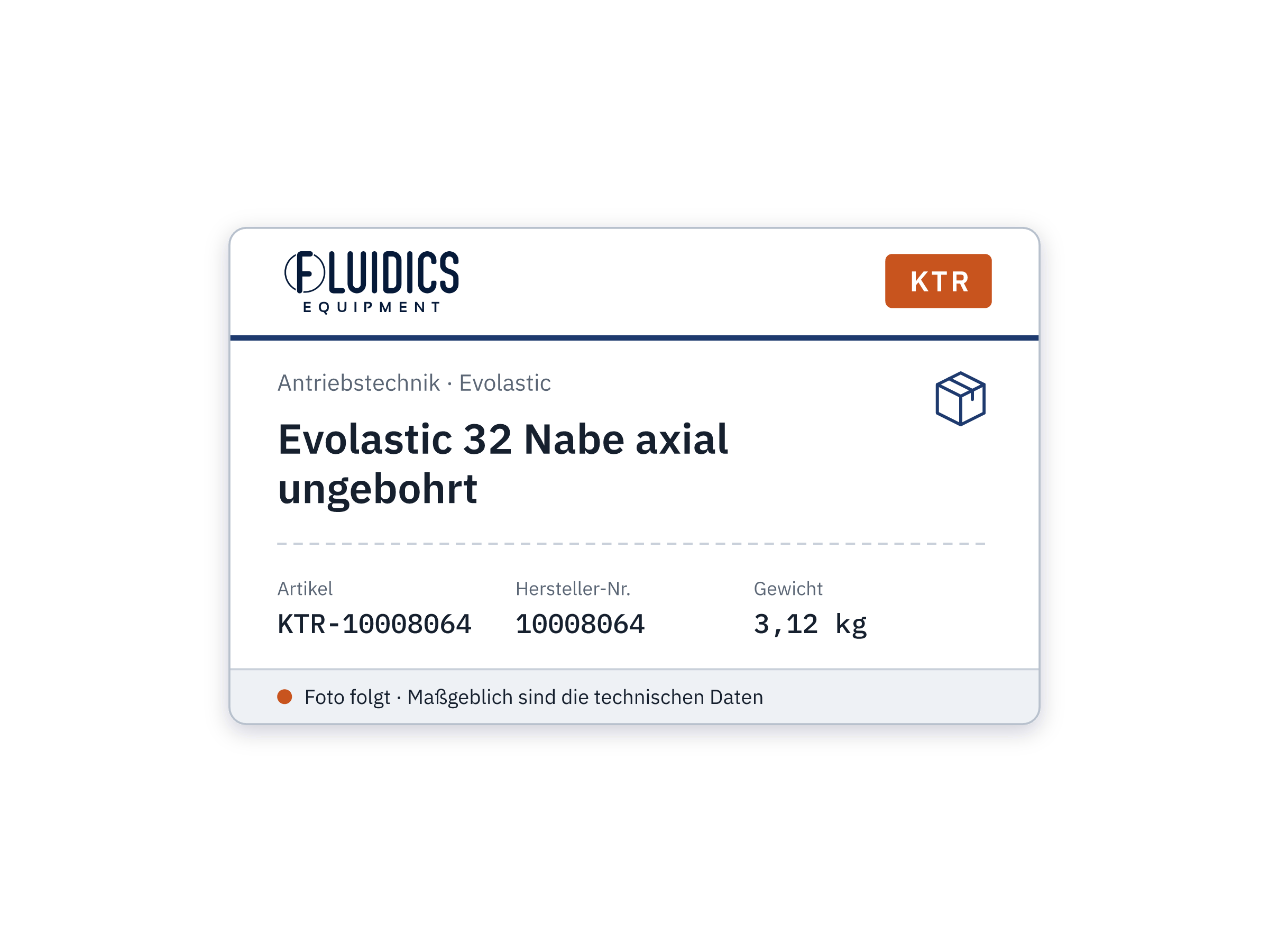 Evolastic 32 Nabe axial ungebohrt - KTR 10008064