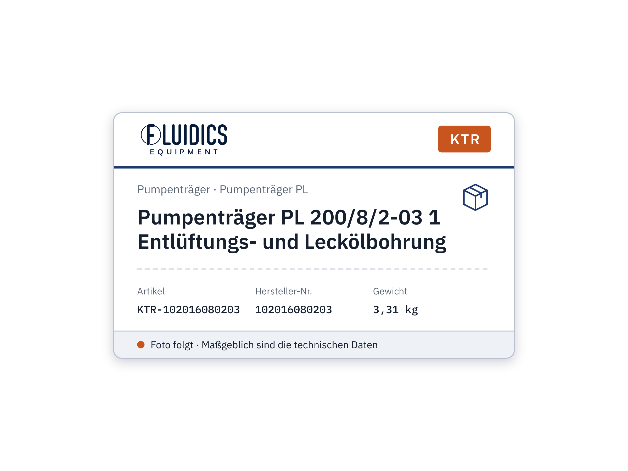 Pump Carrier PL 200/8/2-03 1 Entlüftungs- and leakage-oil bore - KTR 102016080203