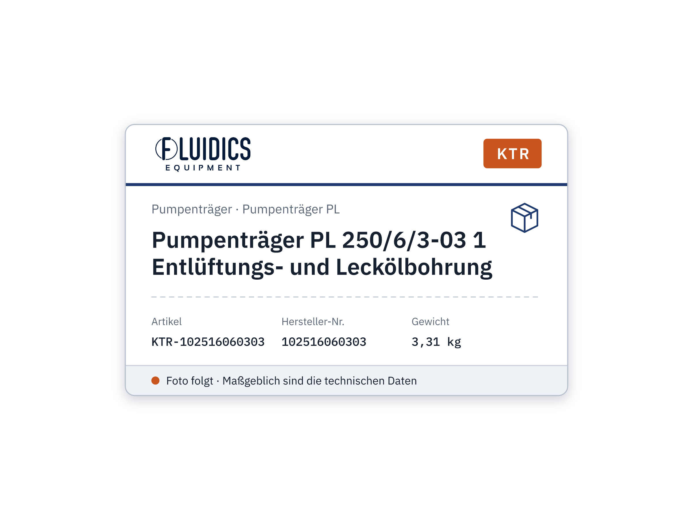 Pump Carrier PL 250/6/3-03 1 Entlüftungs- and leakage-oil bore - KTR 102516060303