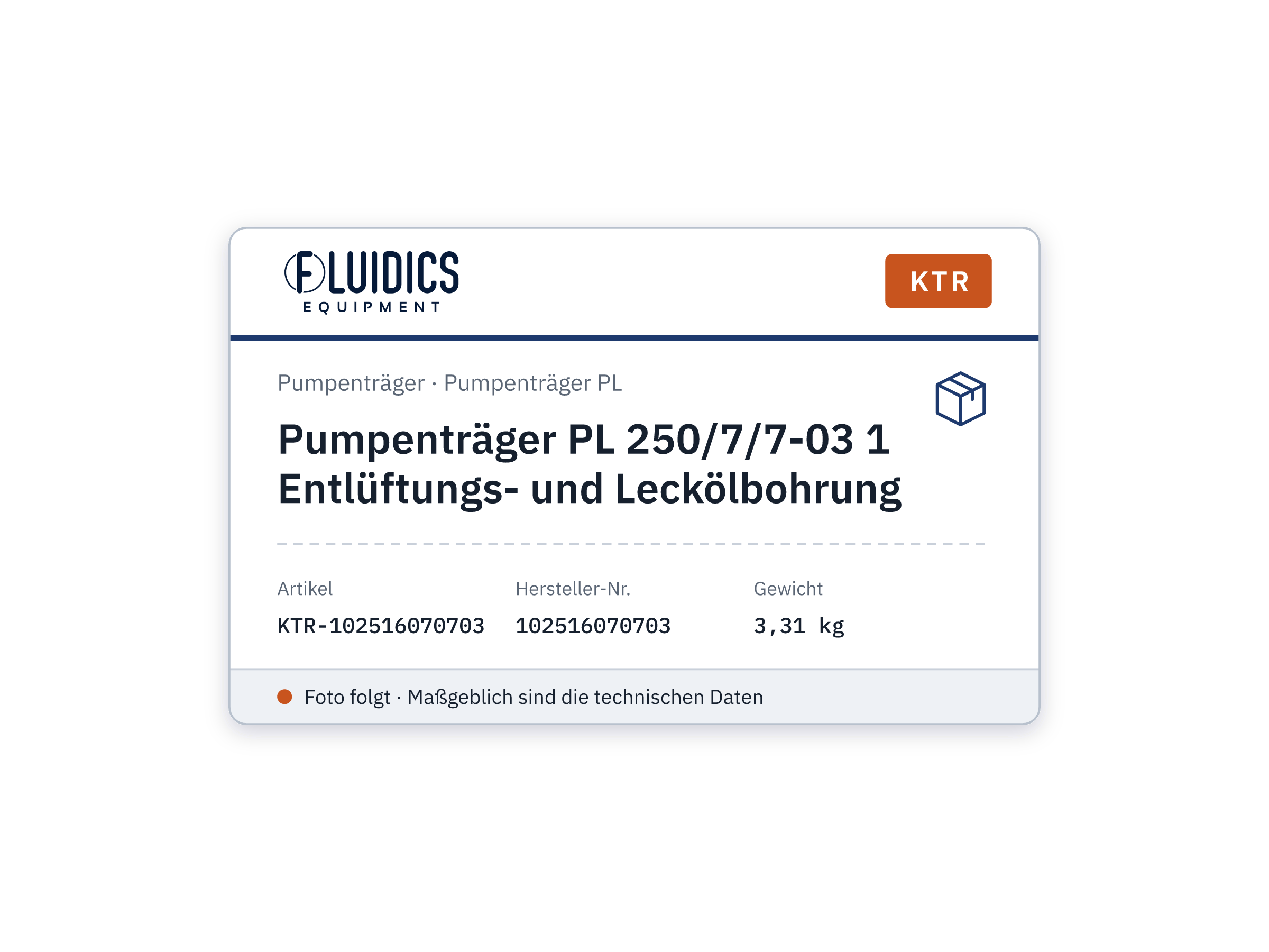 Pump Carrier PL 250/7/7-03 1 Entlüftungs- and leakage-oil bore - KTR 102516070703