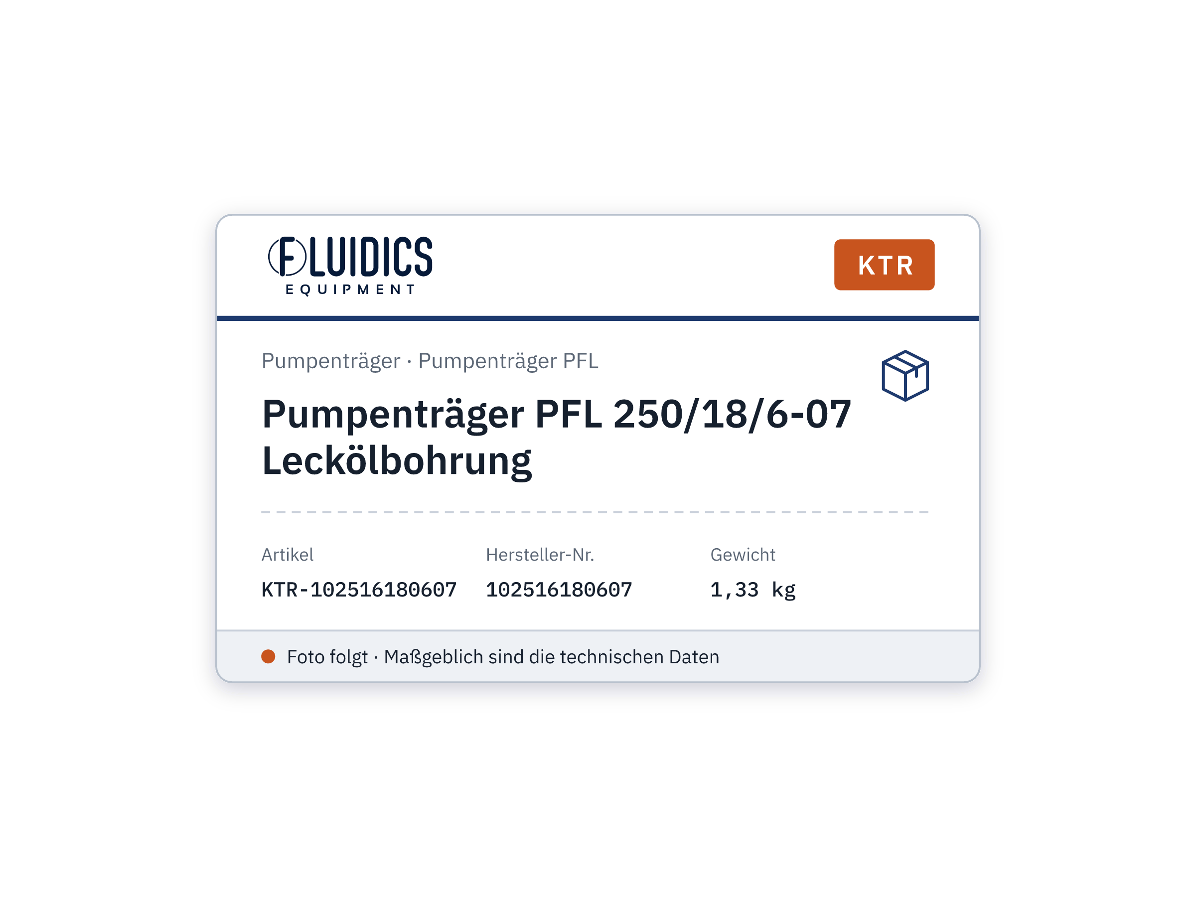 Pumpenträger PFL 250/18/6-07 Leckölbohrung - KTR 102516180607