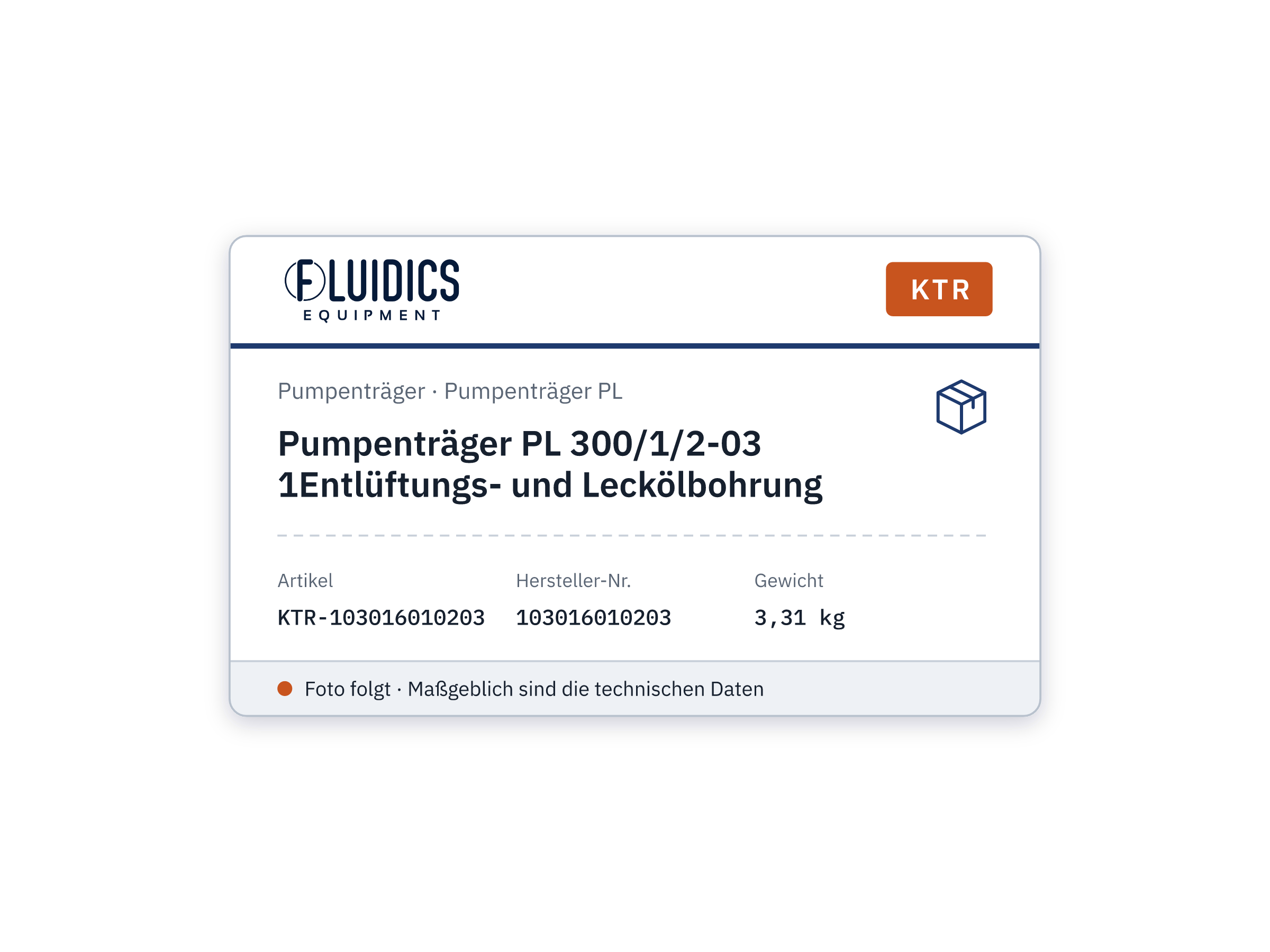 Pump Carrier PL 300/1/2-03 1Entlüftungs- and leakage-oil bore - KTR 103016010203