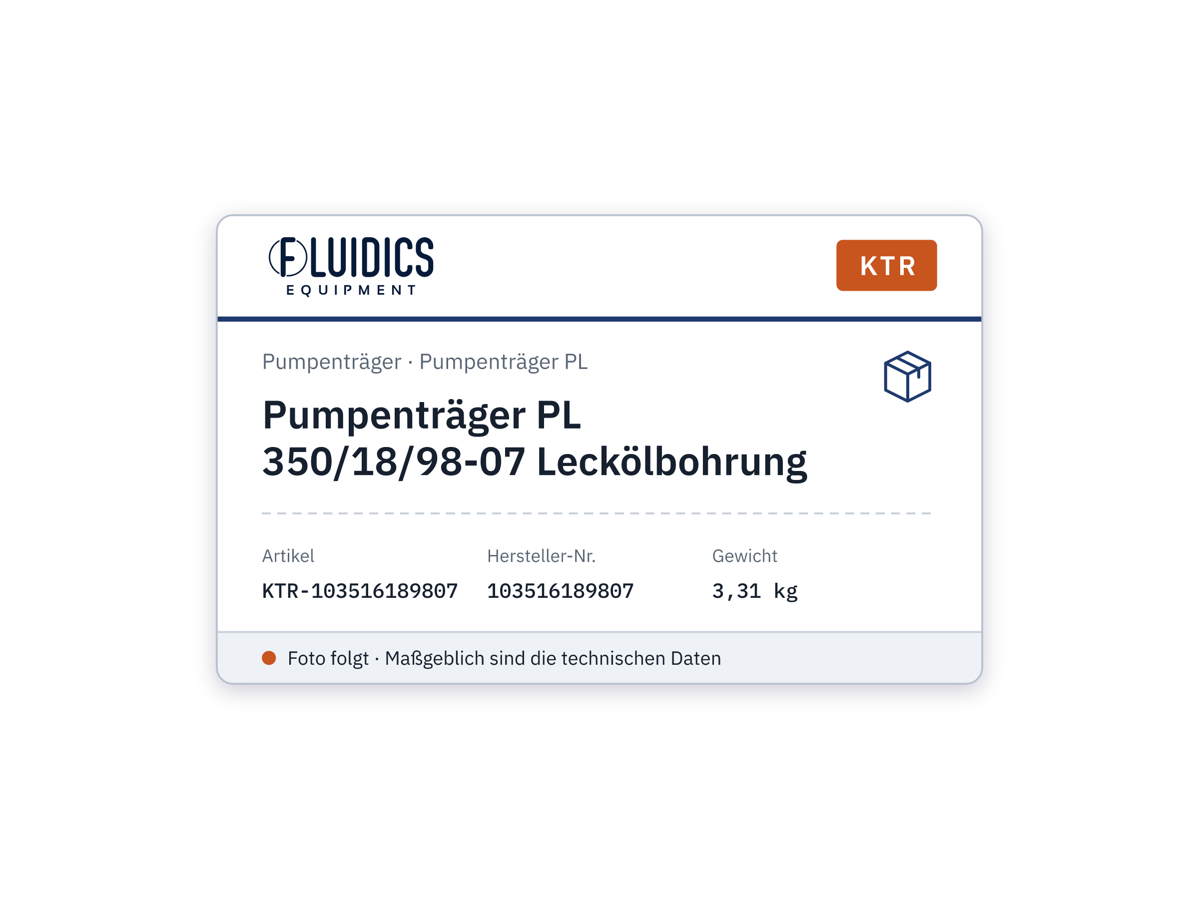 Pumpenträger PL 350/18/98-07 Leckölbohrung - KTR 103516189807